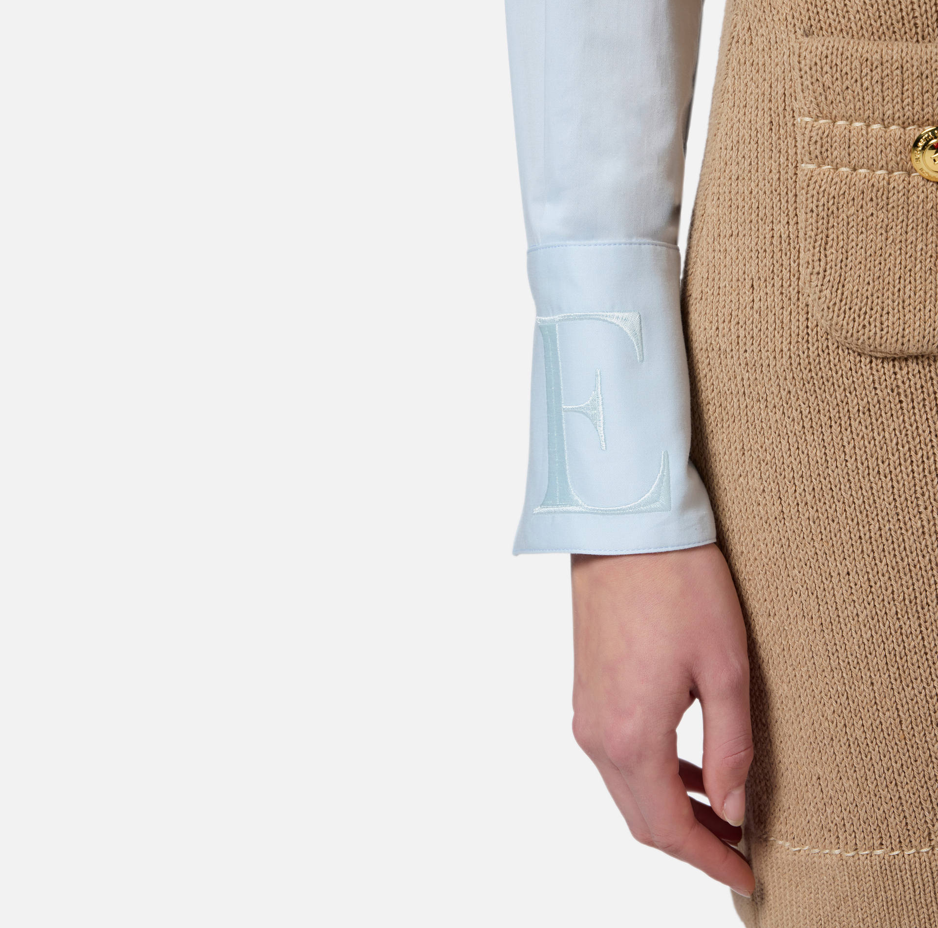 Camicia in misto cotone con polsi logati - Elisabetta Franchi