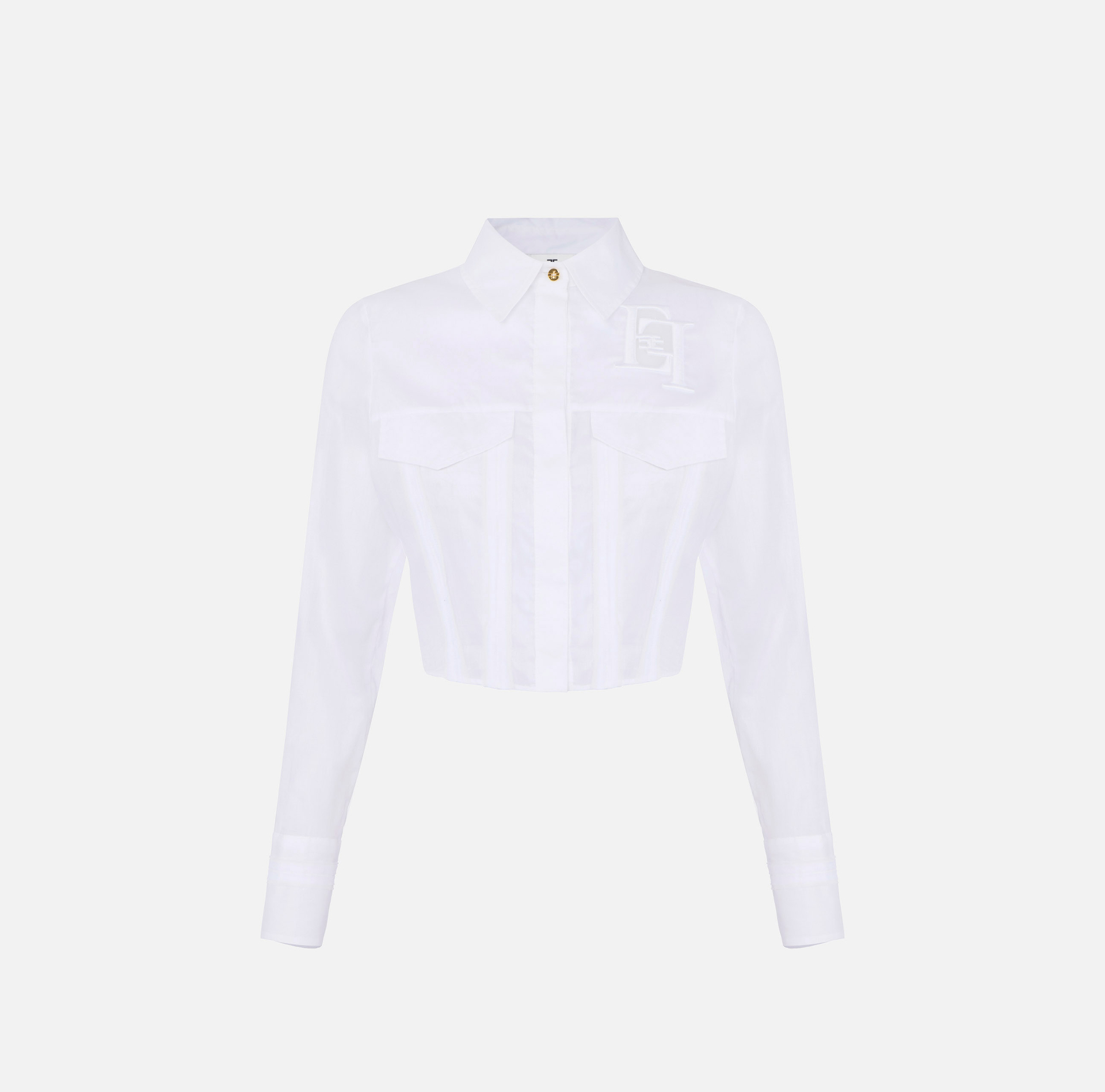 Cotton shirt with flaps and embroideries - Elisabetta Franchi