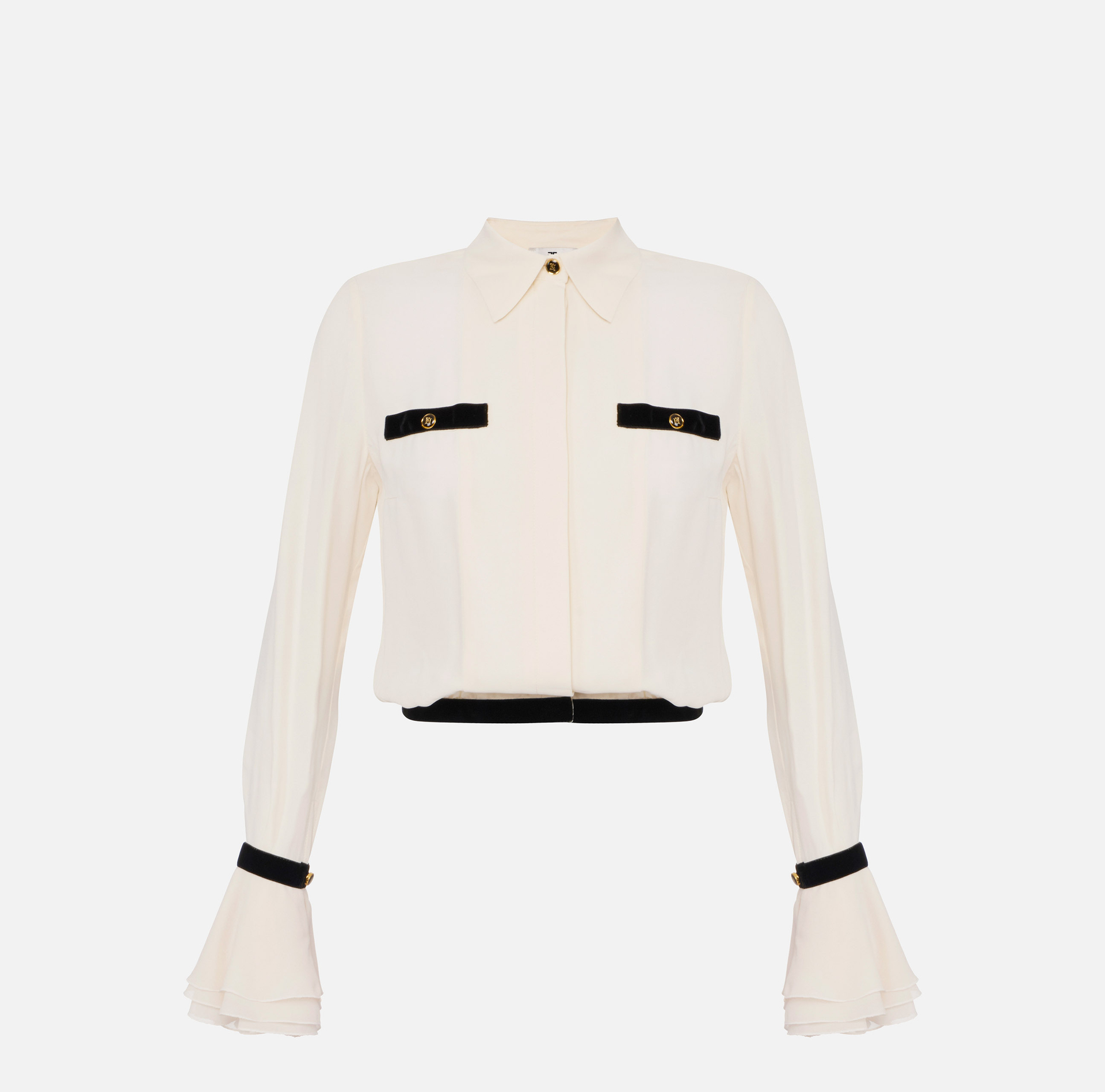 Blouse in georgette fabric with jewelled buttons - Elisabetta Franchi