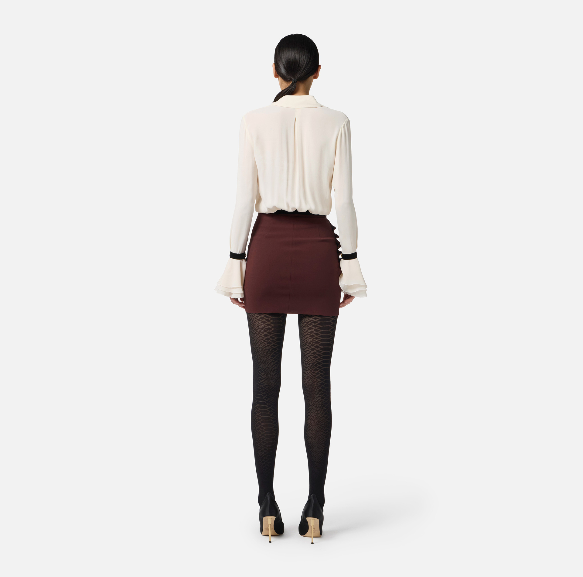 Blouse in georgette fabric with jewelled buttons - Elisabetta Franchi