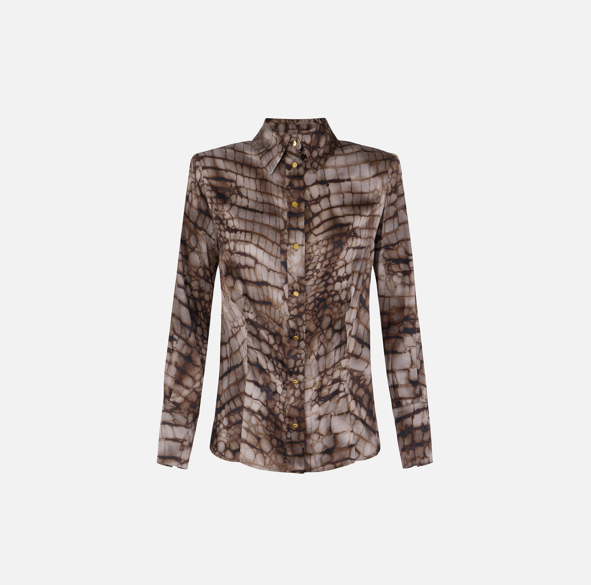Shirt in satin fabric with alligator print - Elisabetta Franchi