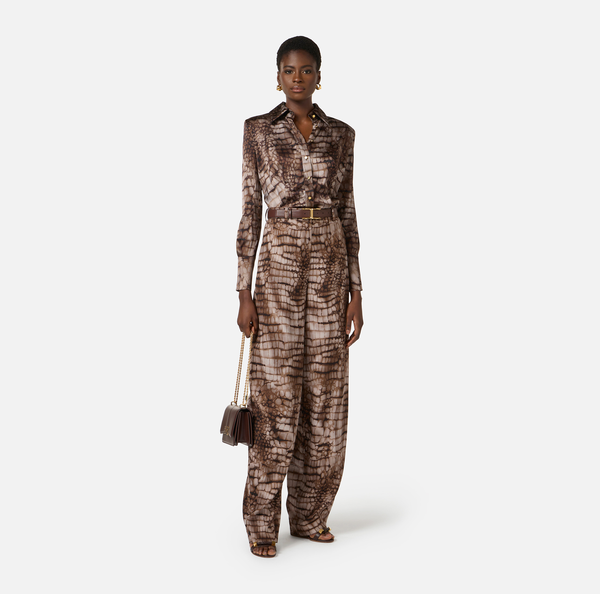 Shirt in satin fabric with alligator print - Elisabetta Franchi