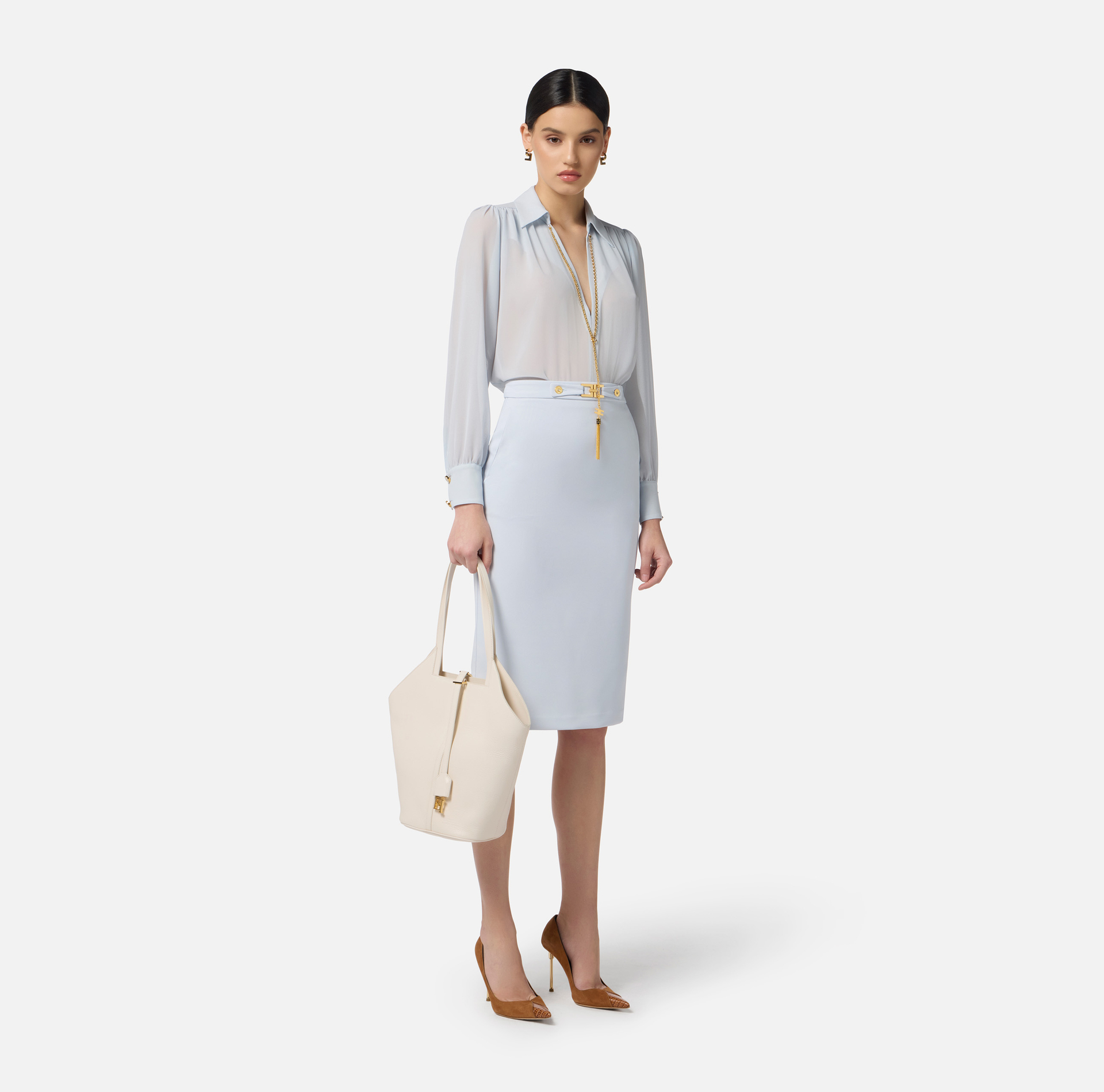 Camisa de georgette con collar - Elisabetta Franchi