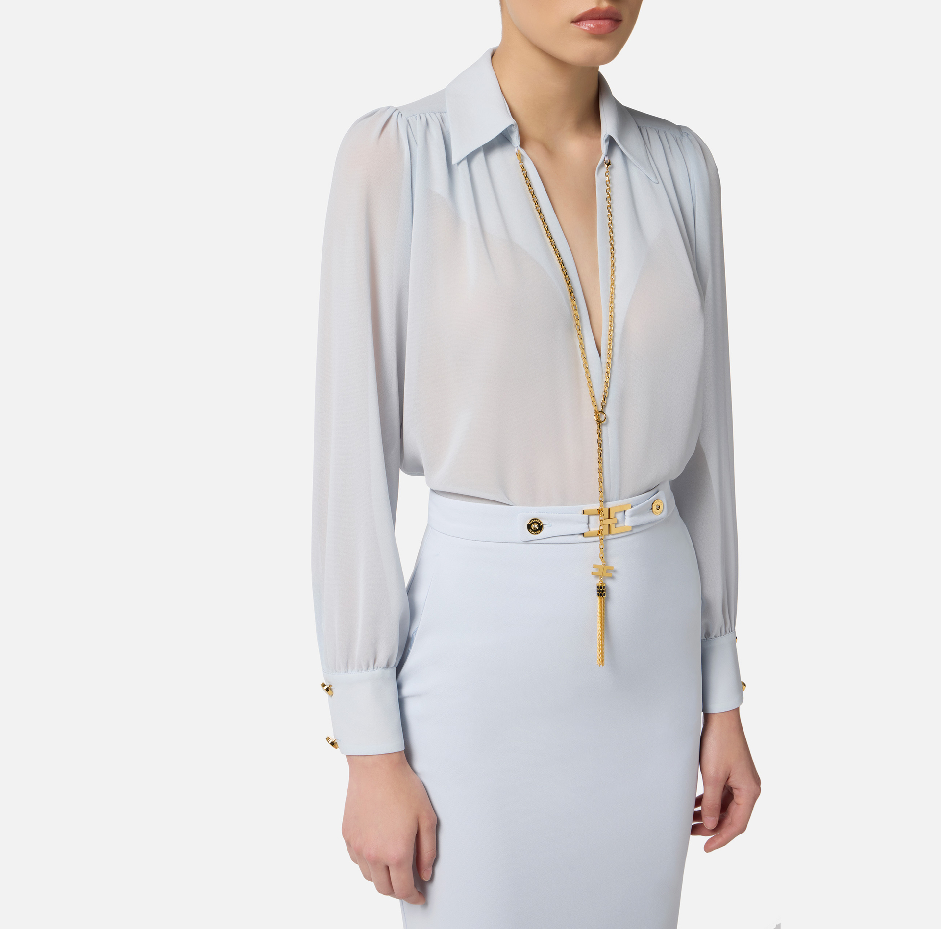 Camisa de georgette con collar - Elisabetta Franchi