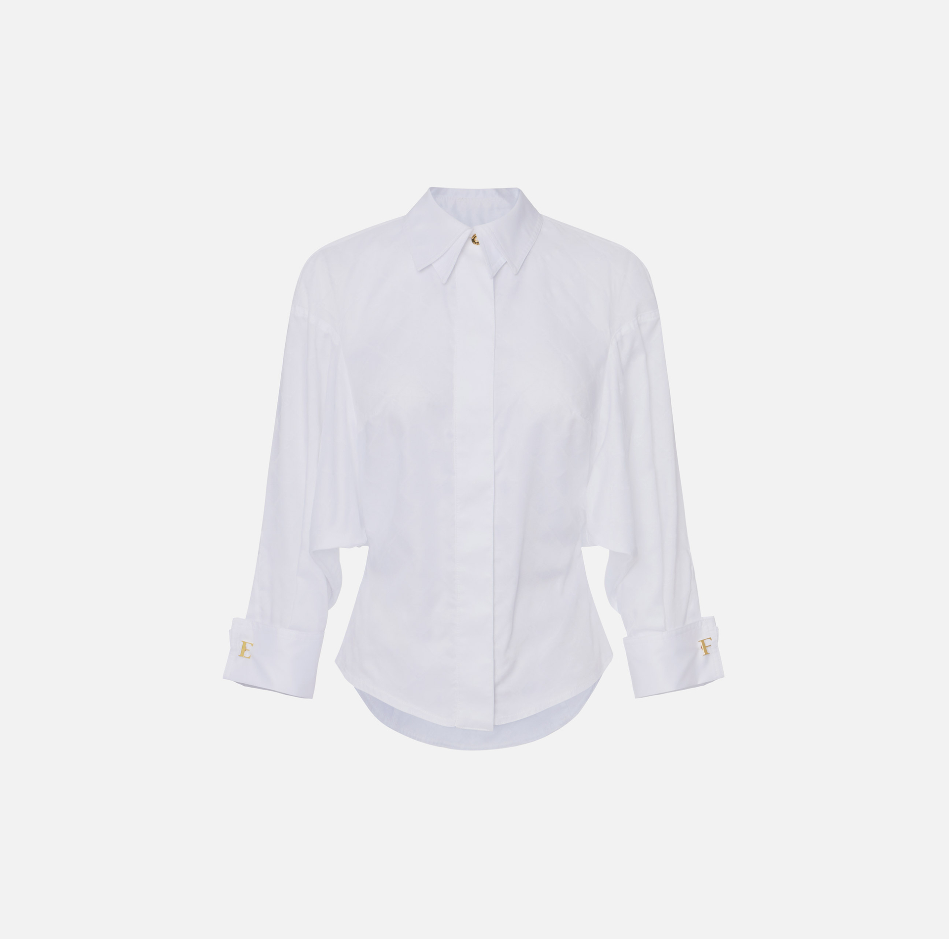 Koszula z żakardowej bawełny ze spinkami - Elisabetta Franchi