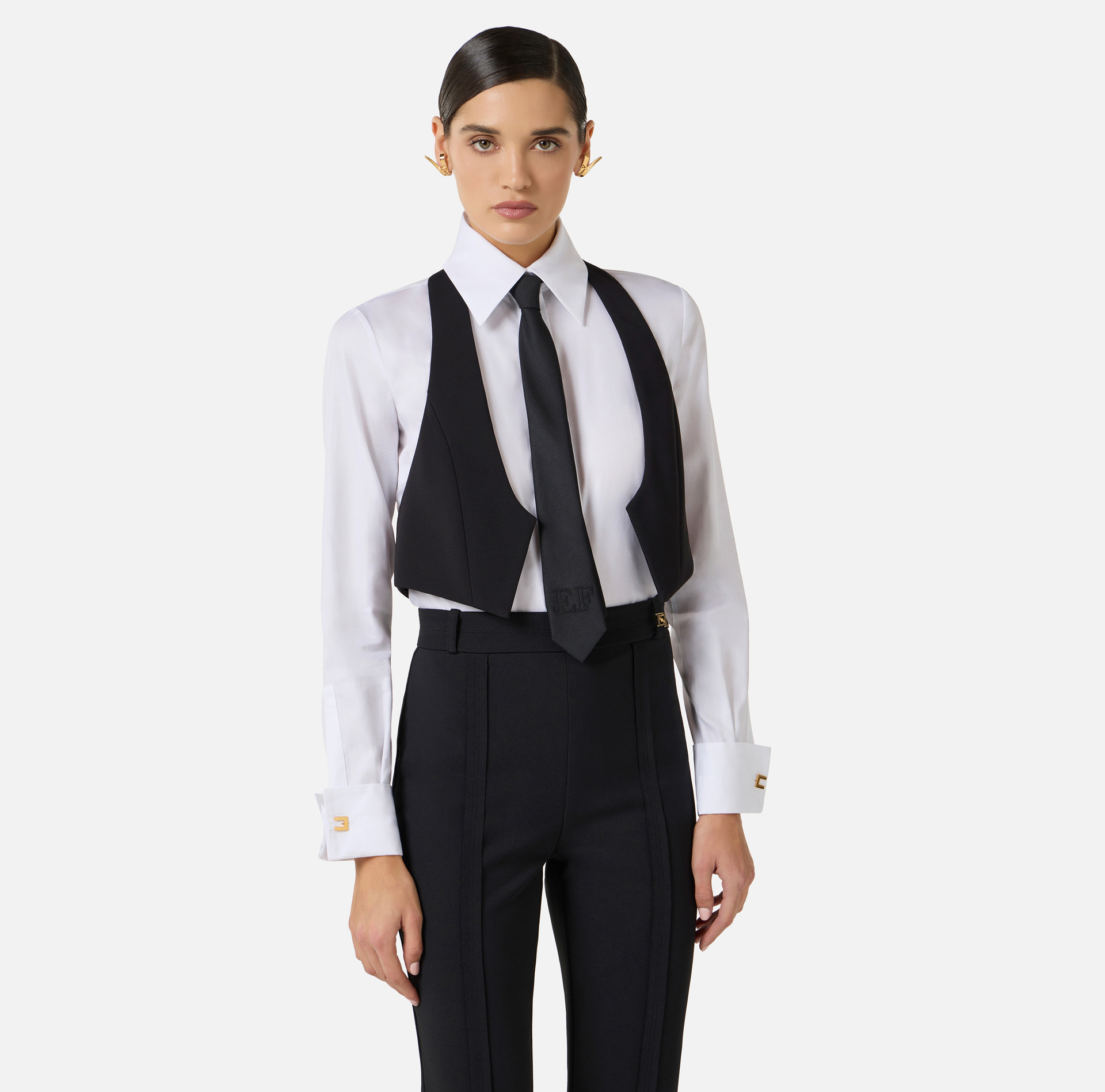 Chemise en coton avec cravate et gilet - Elisabetta Franchi