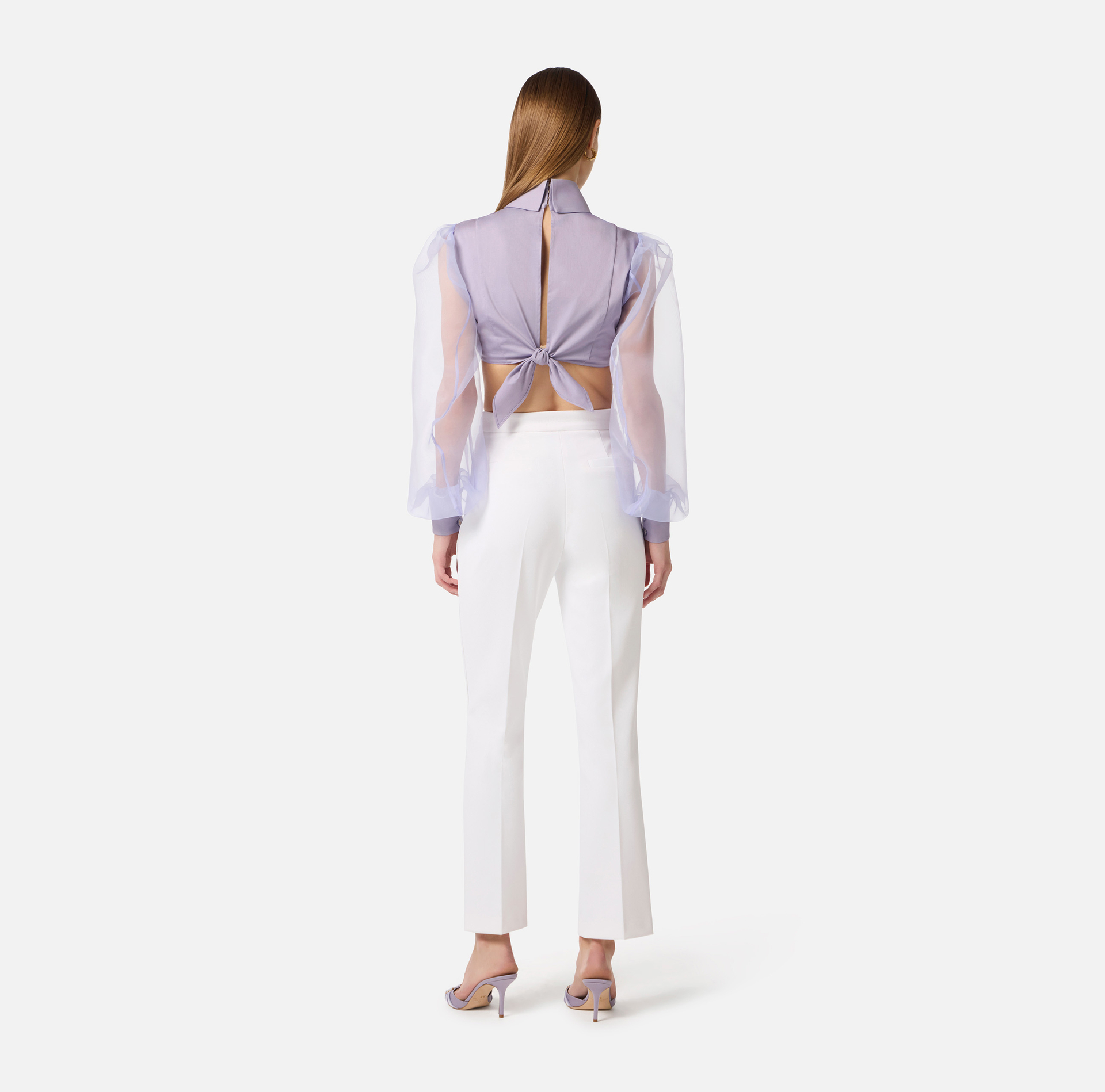 Koszula z bawełny ze stretchem i organzy - Elisabetta Franchi