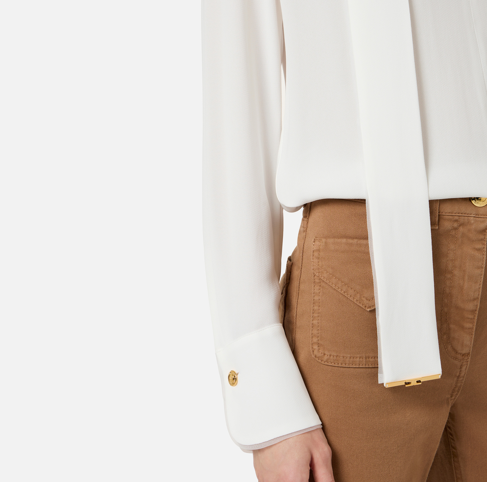 Koszula z żorżety wiskozowej z szarfą - Elisabetta Franchi