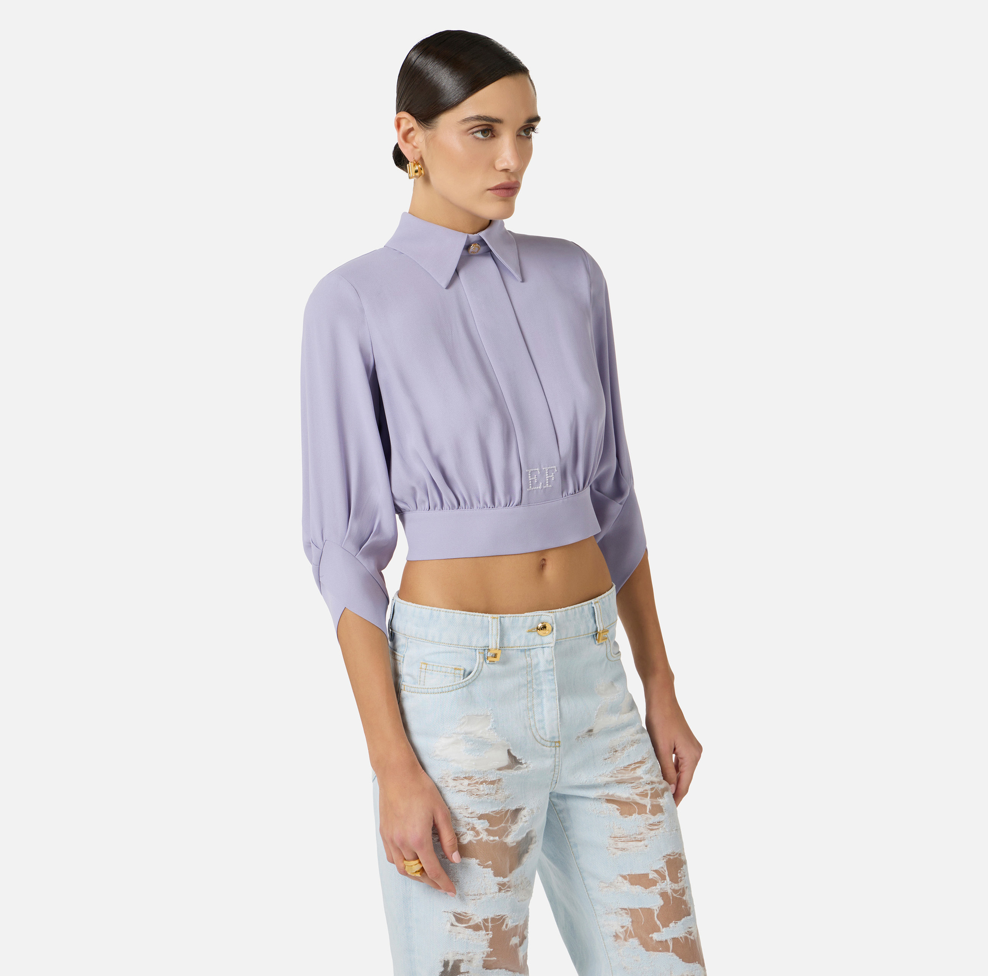 Camisa de georgette con fajín - Elisabetta Franchi