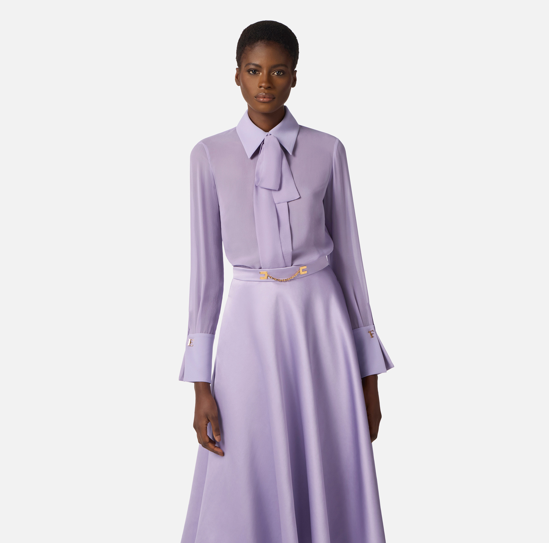 Koszula z żorżety i krepy z szarfą - Elisabetta Franchi