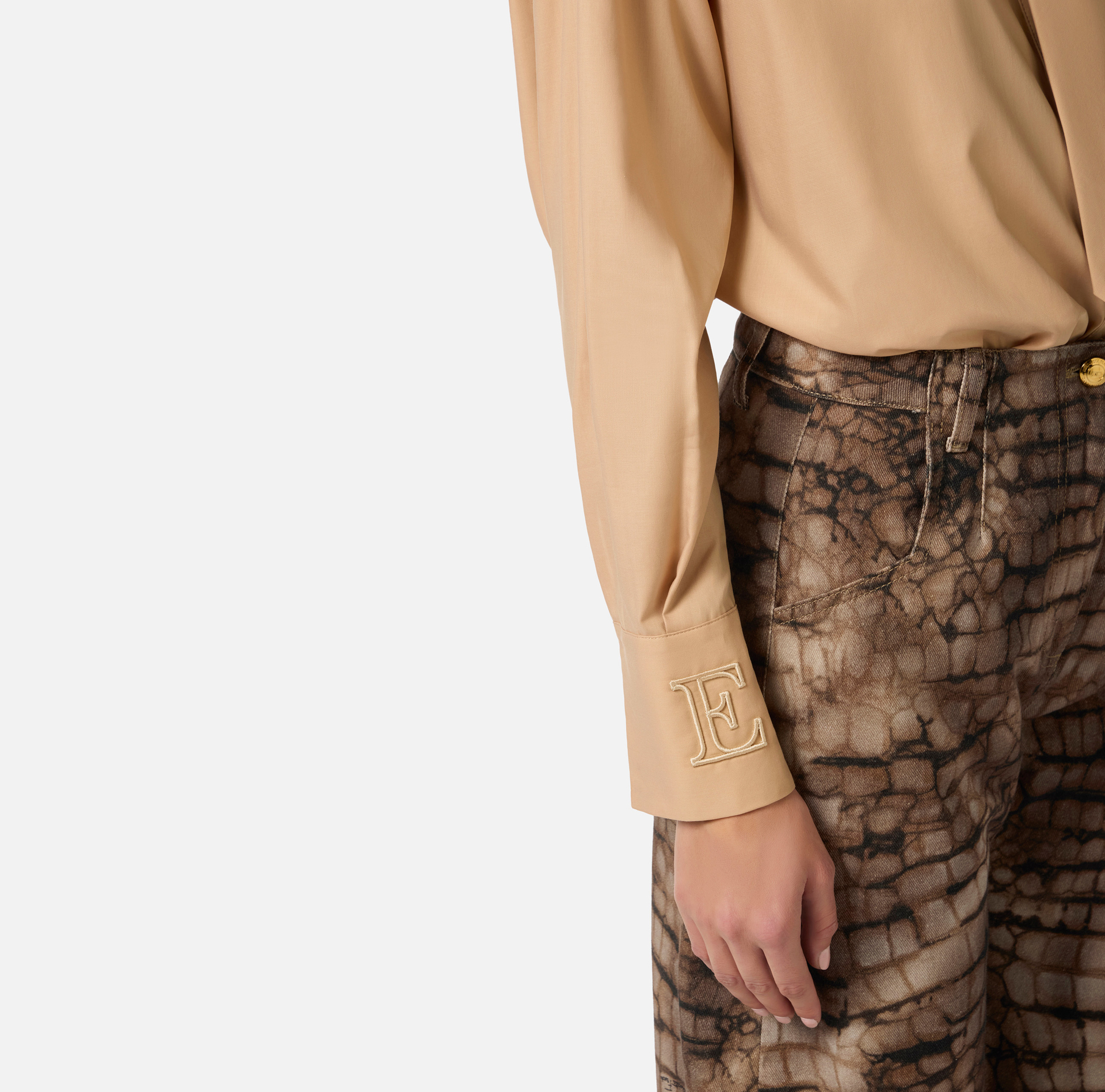 Koszula z bawełny z krawatem - Elisabetta Franchi