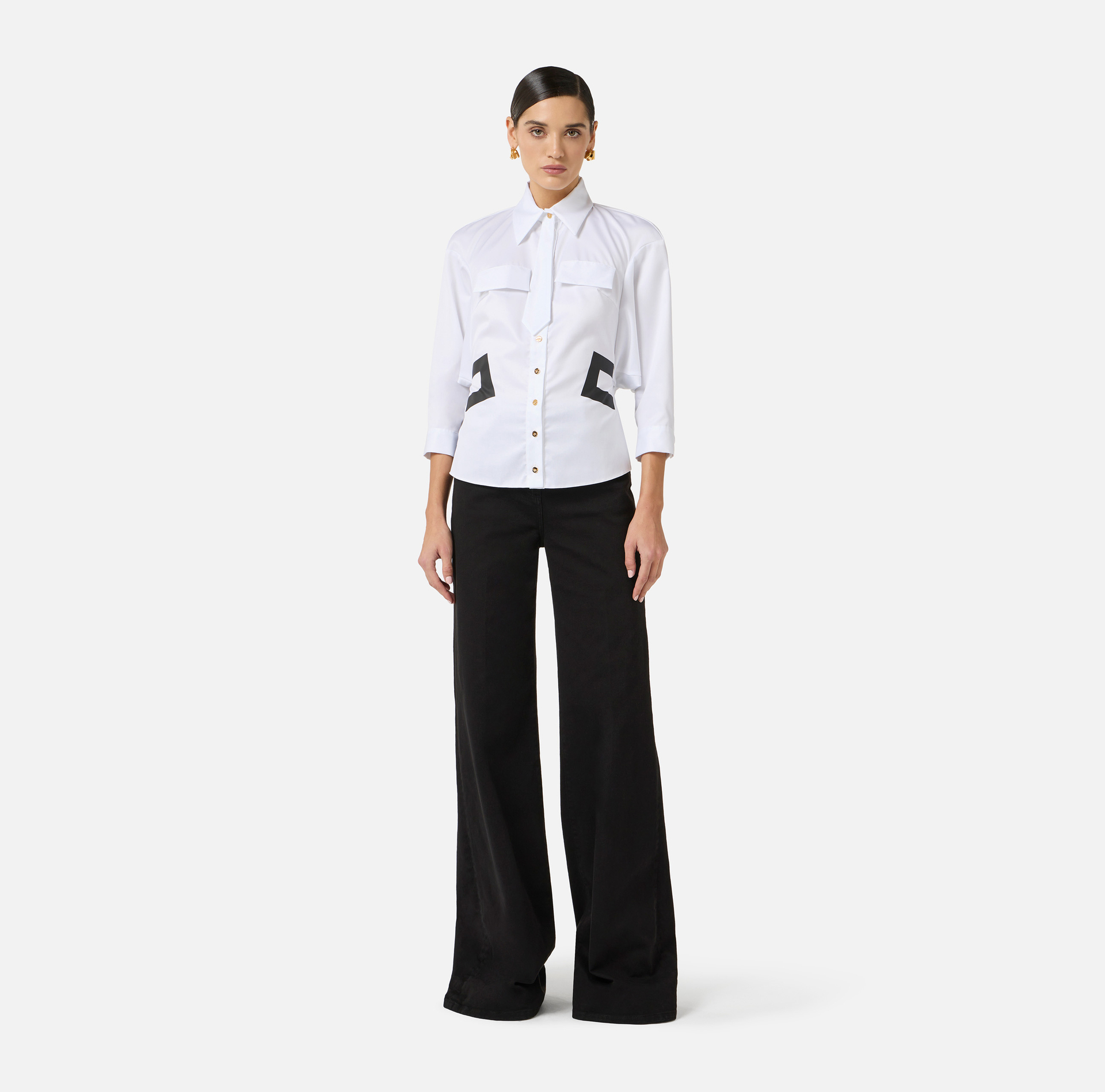 Cotton shirt with small tie - Elisabetta Franchi