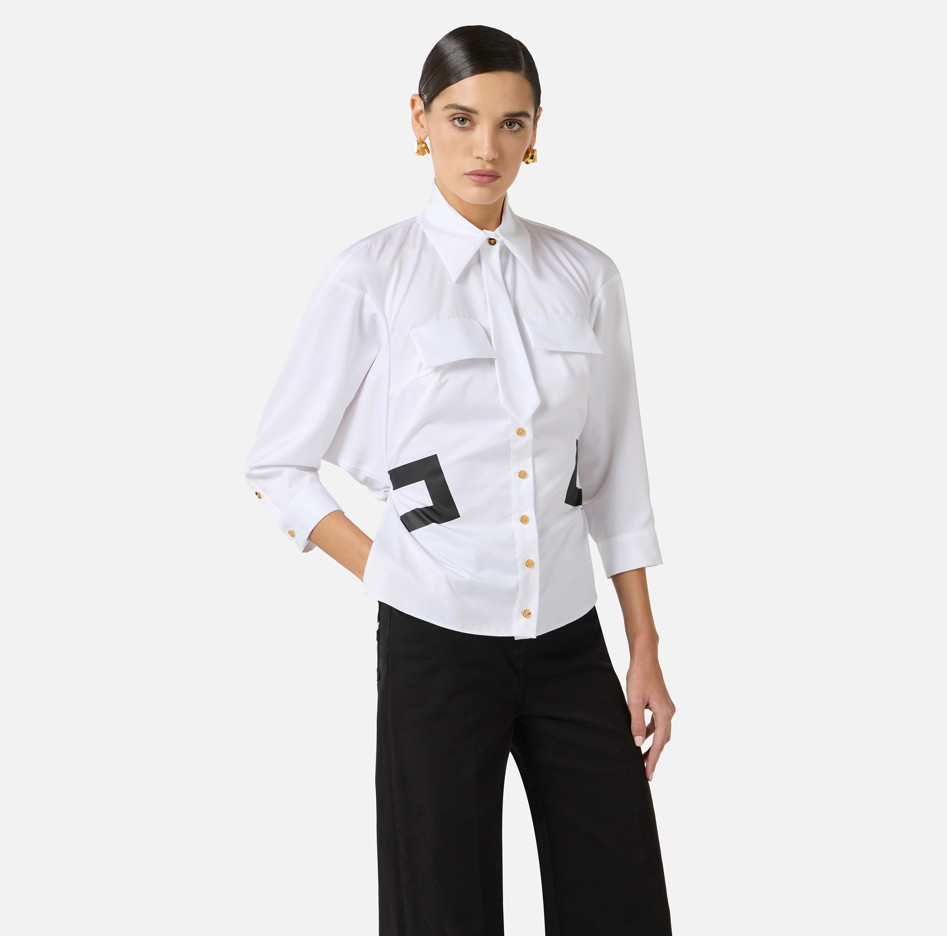 Cotton shirt with small tie - Elisabetta Franchi