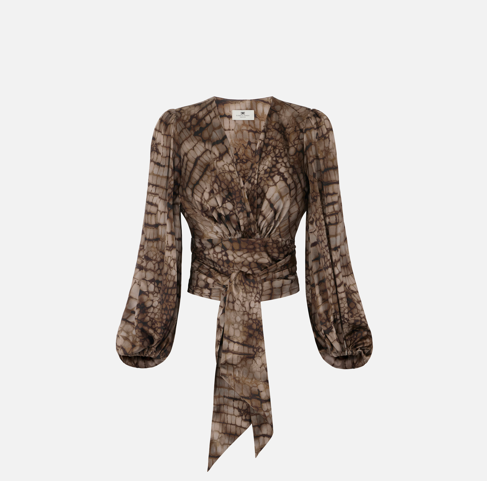 Blusa in raso con stampa alligatore