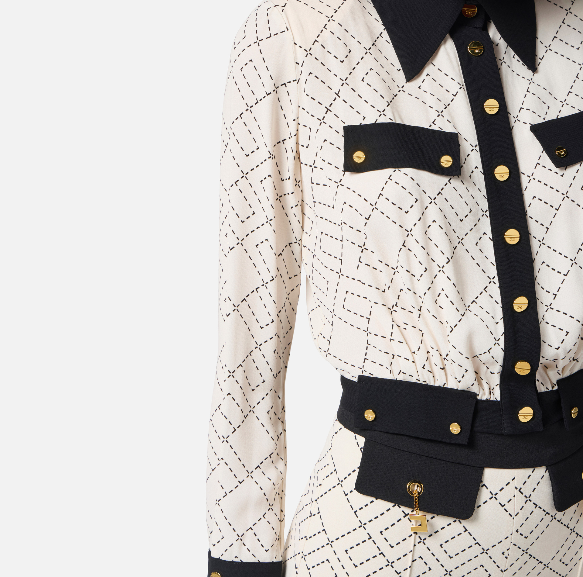 Camisa bicolor de georgette - Elisabetta Franchi