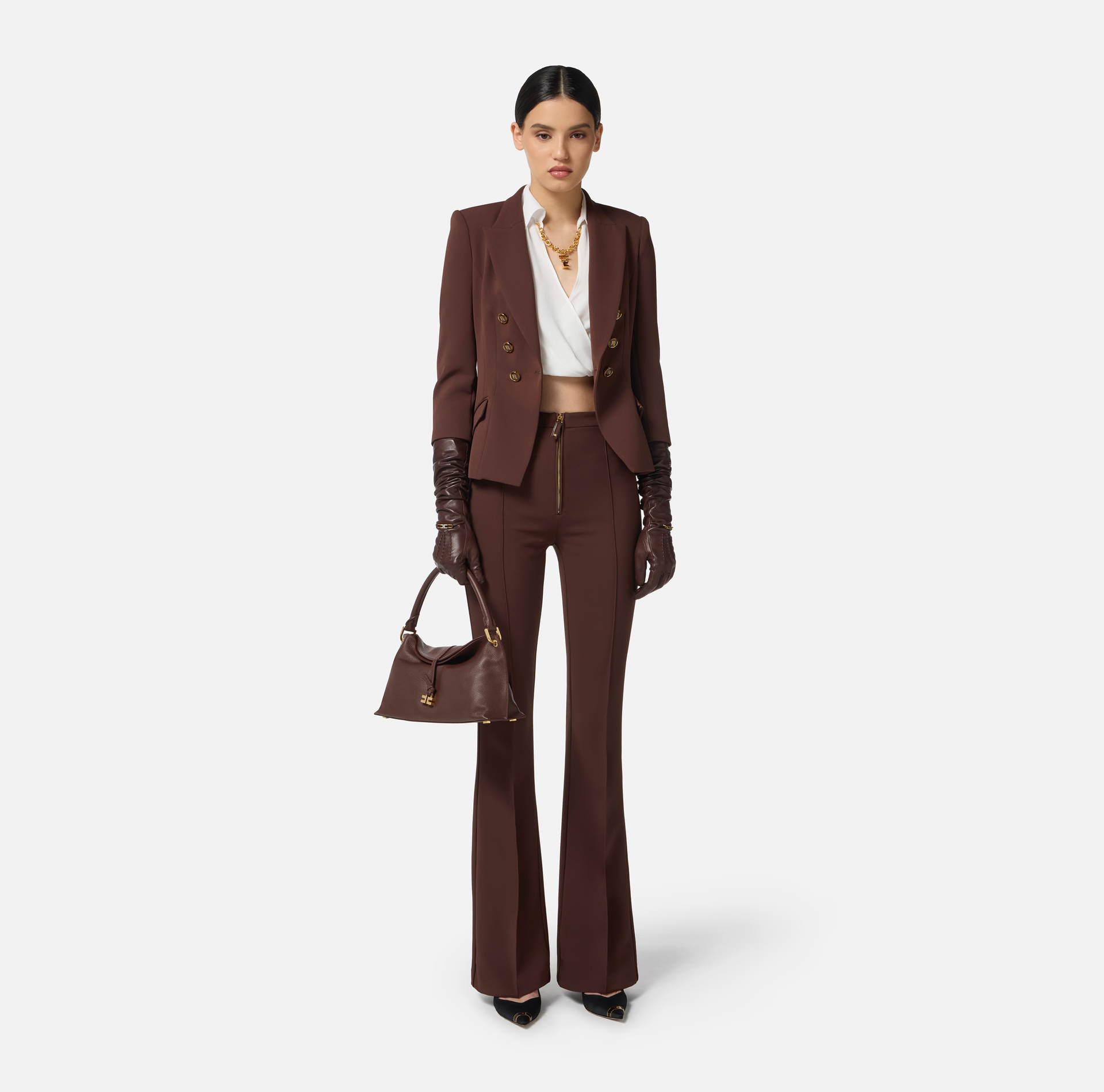Blouse in georgette fabric with jewel detail - Elisabetta Franchi