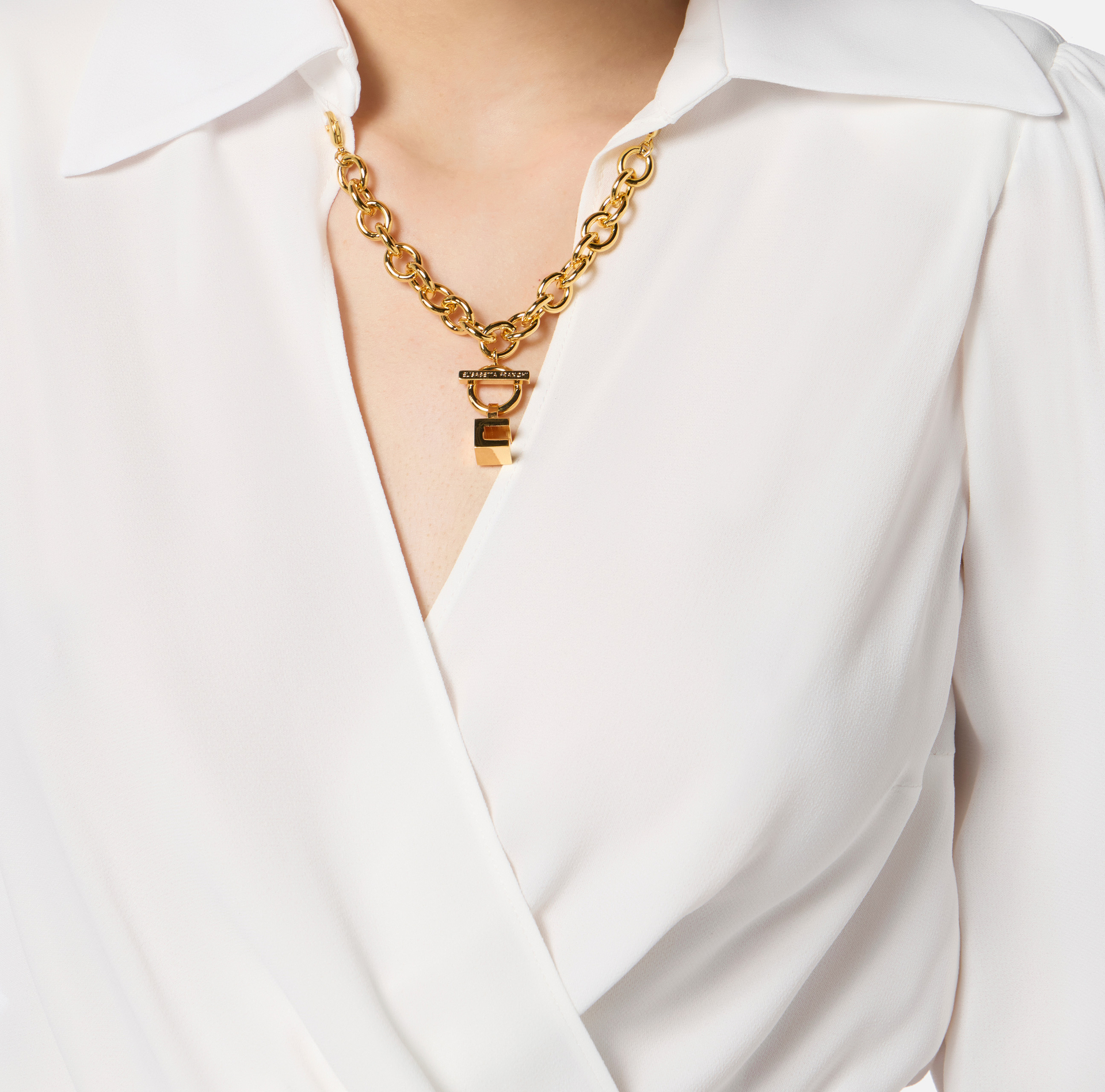 Blouse in georgette fabric with jewel detail - Elisabetta Franchi