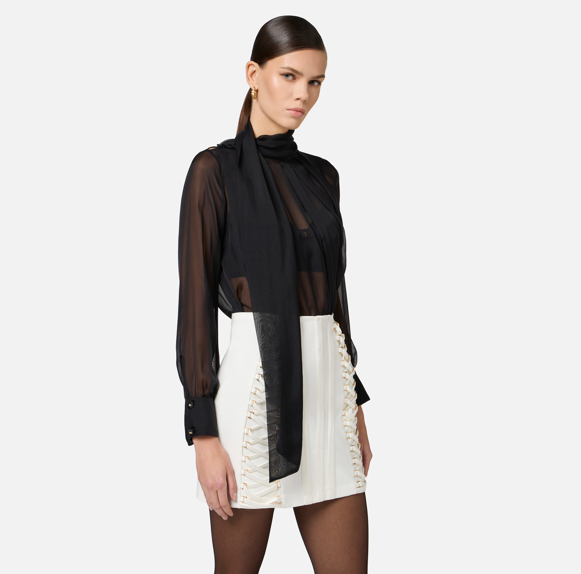 Camicia in voile di seta con sciarpa - Elisabetta Franchi