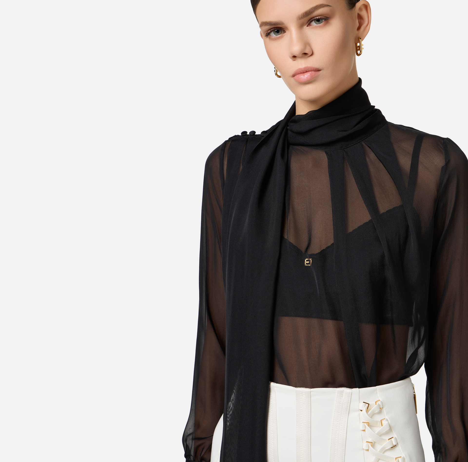 Camicia in voile di seta con sciarpa - Elisabetta Franchi