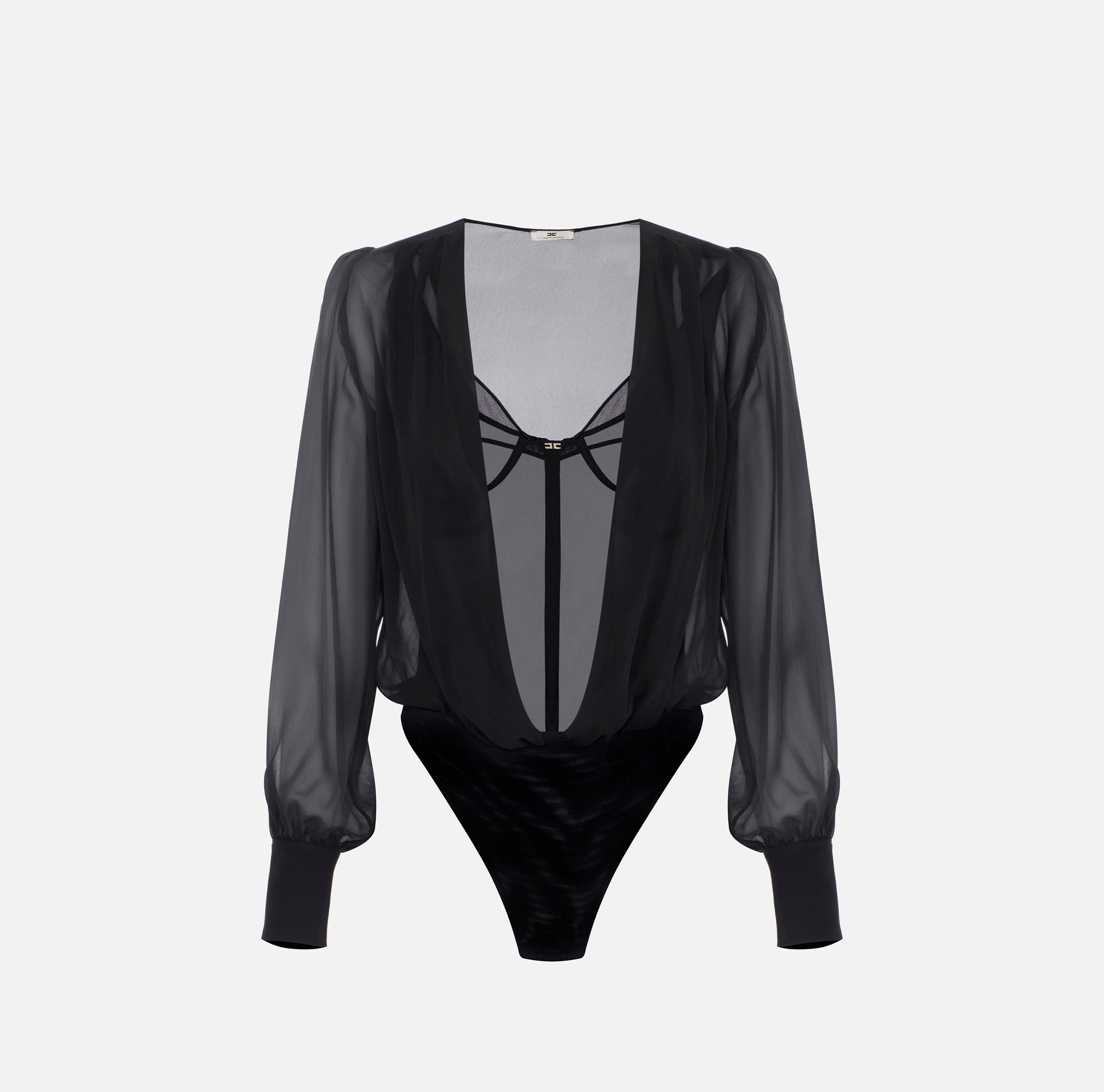 Bodysuit in tulle and silk georgette - Elisabetta Franchi