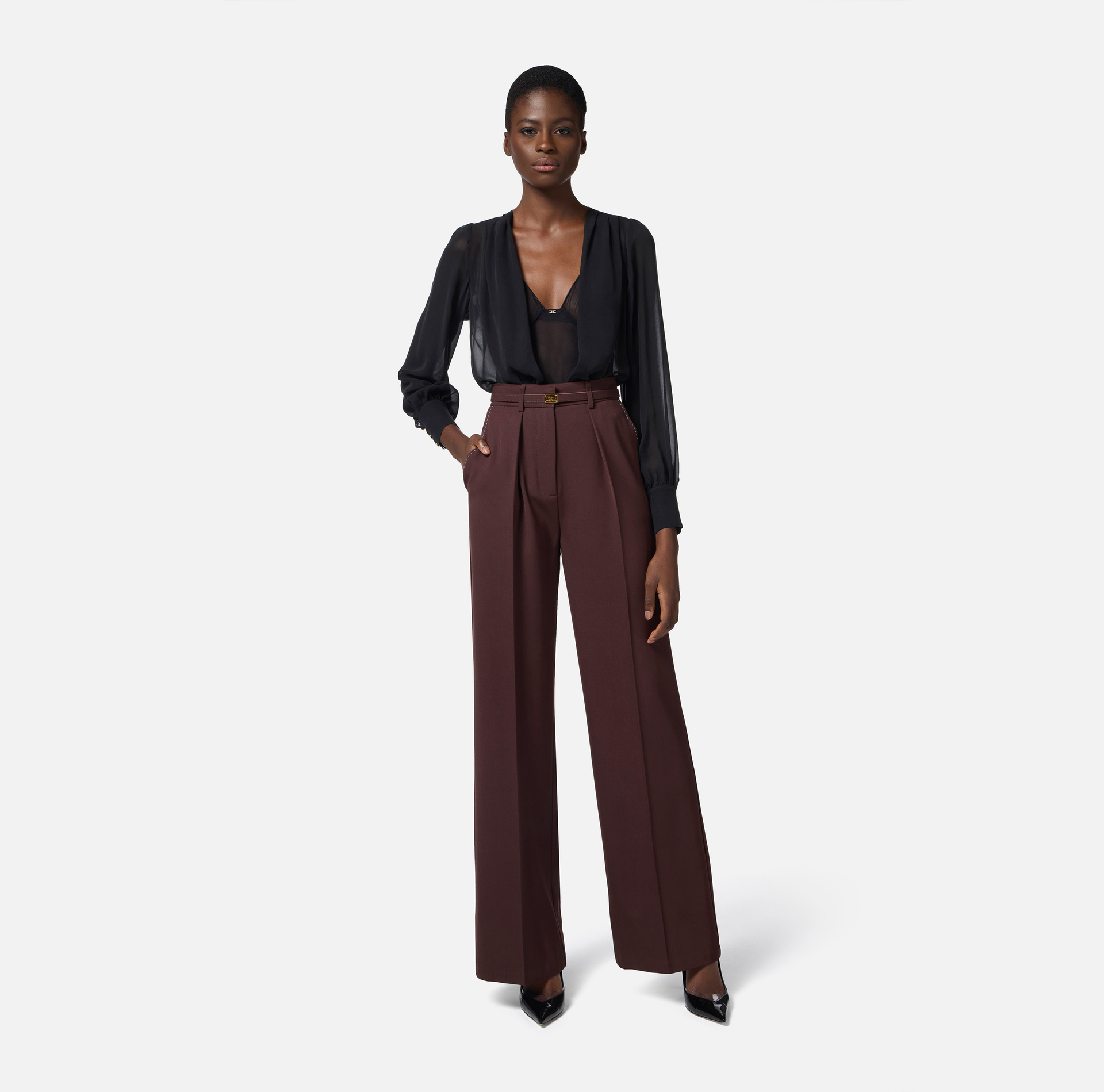 Bodysuit in tulle and silk georgette - Elisabetta Franchi