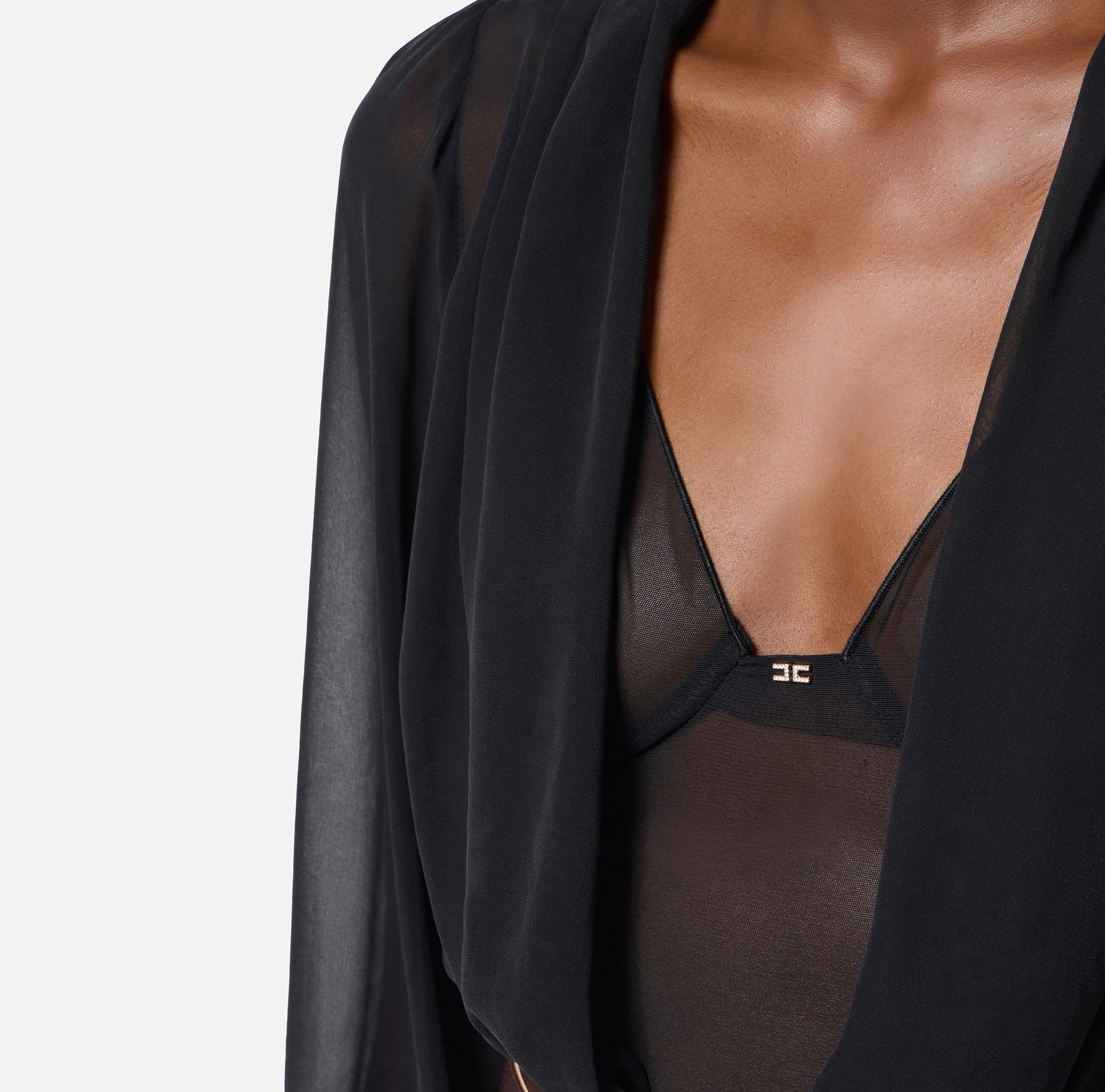 Bodysuit in tulle and silk georgette - Elisabetta Franchi