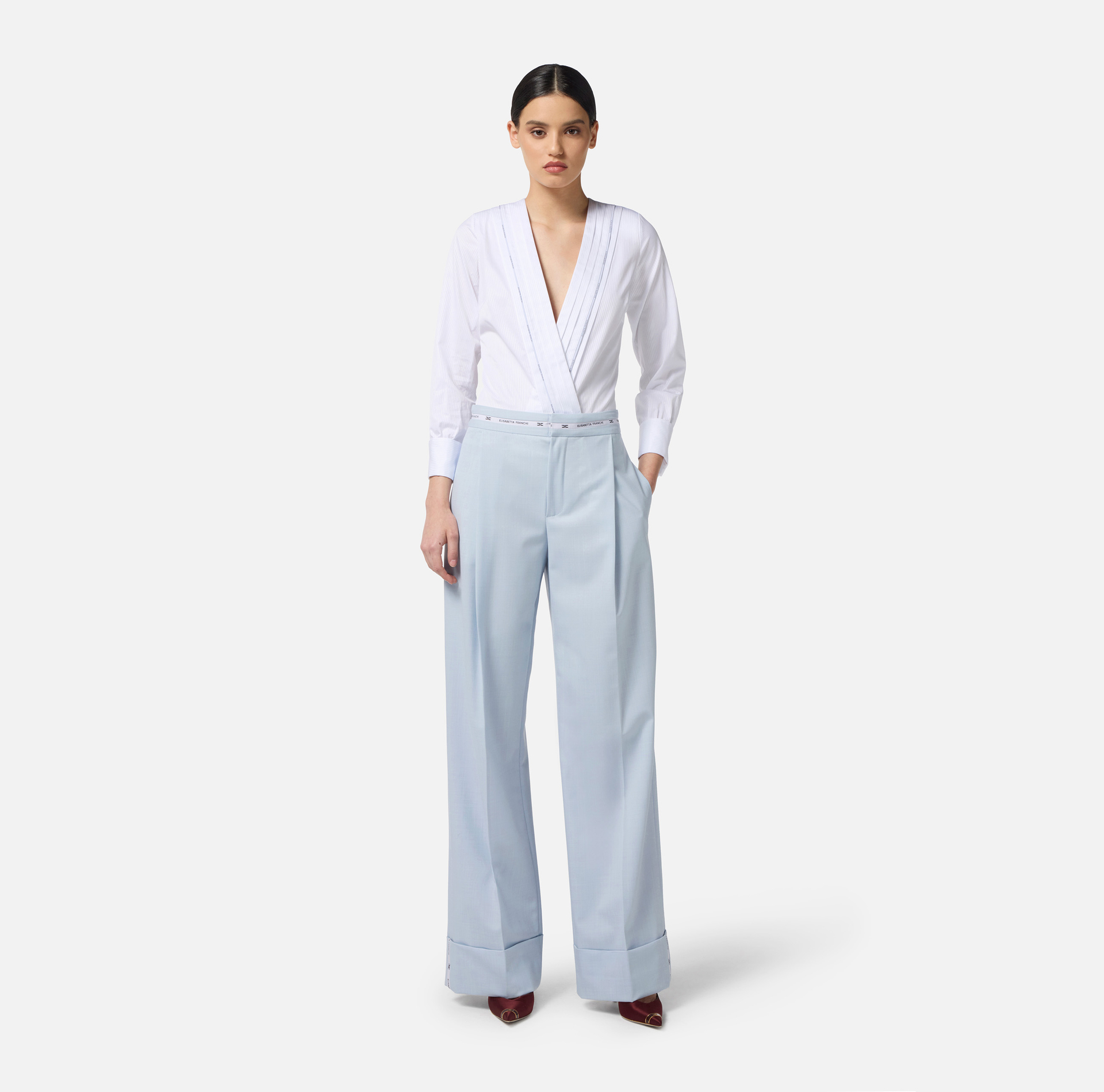 Body in popeline di cotone con dettagli smoking - Elisabetta Franchi