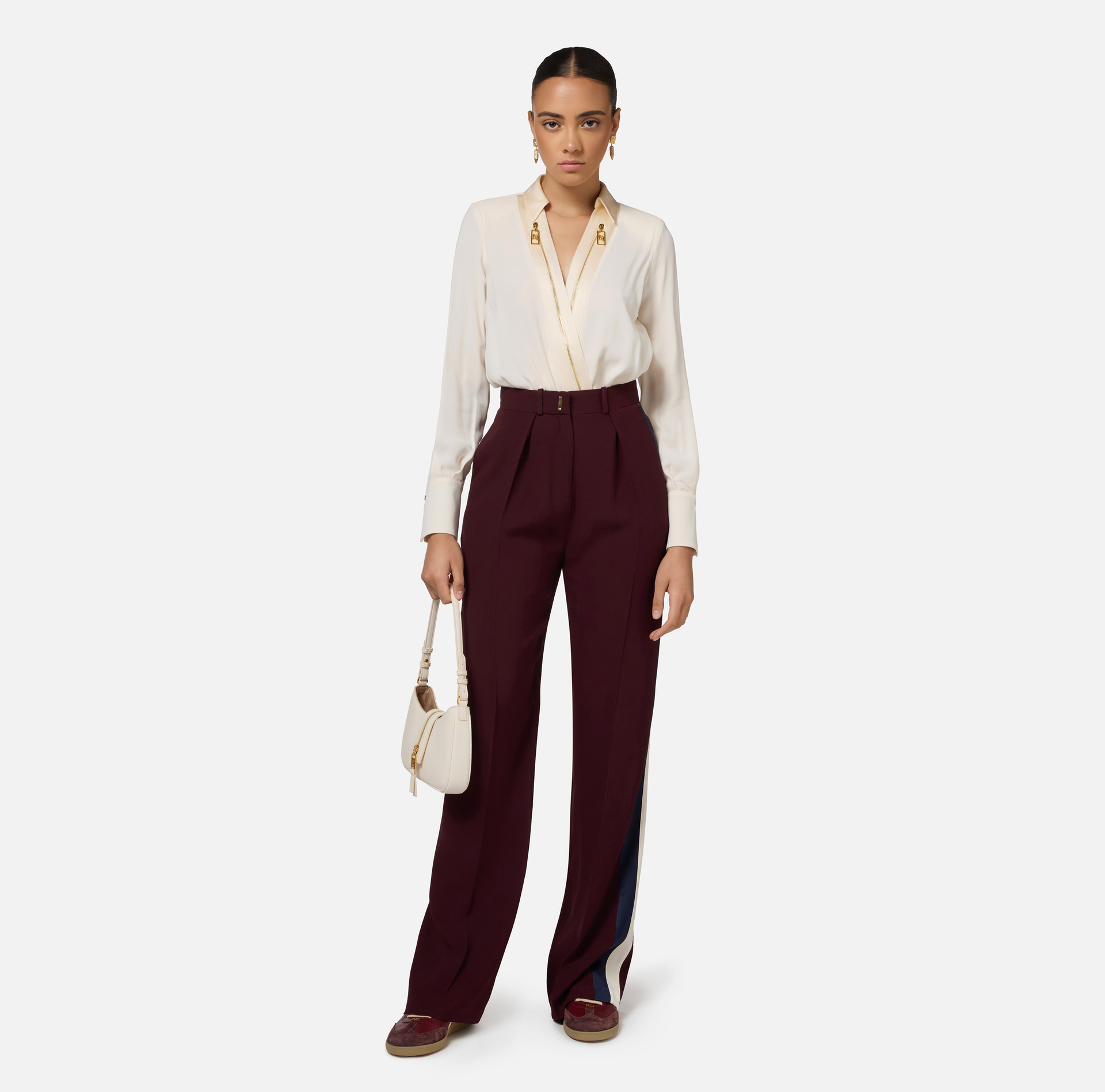 Camicia body in georgette e raso con zip - Elisabetta Franchi