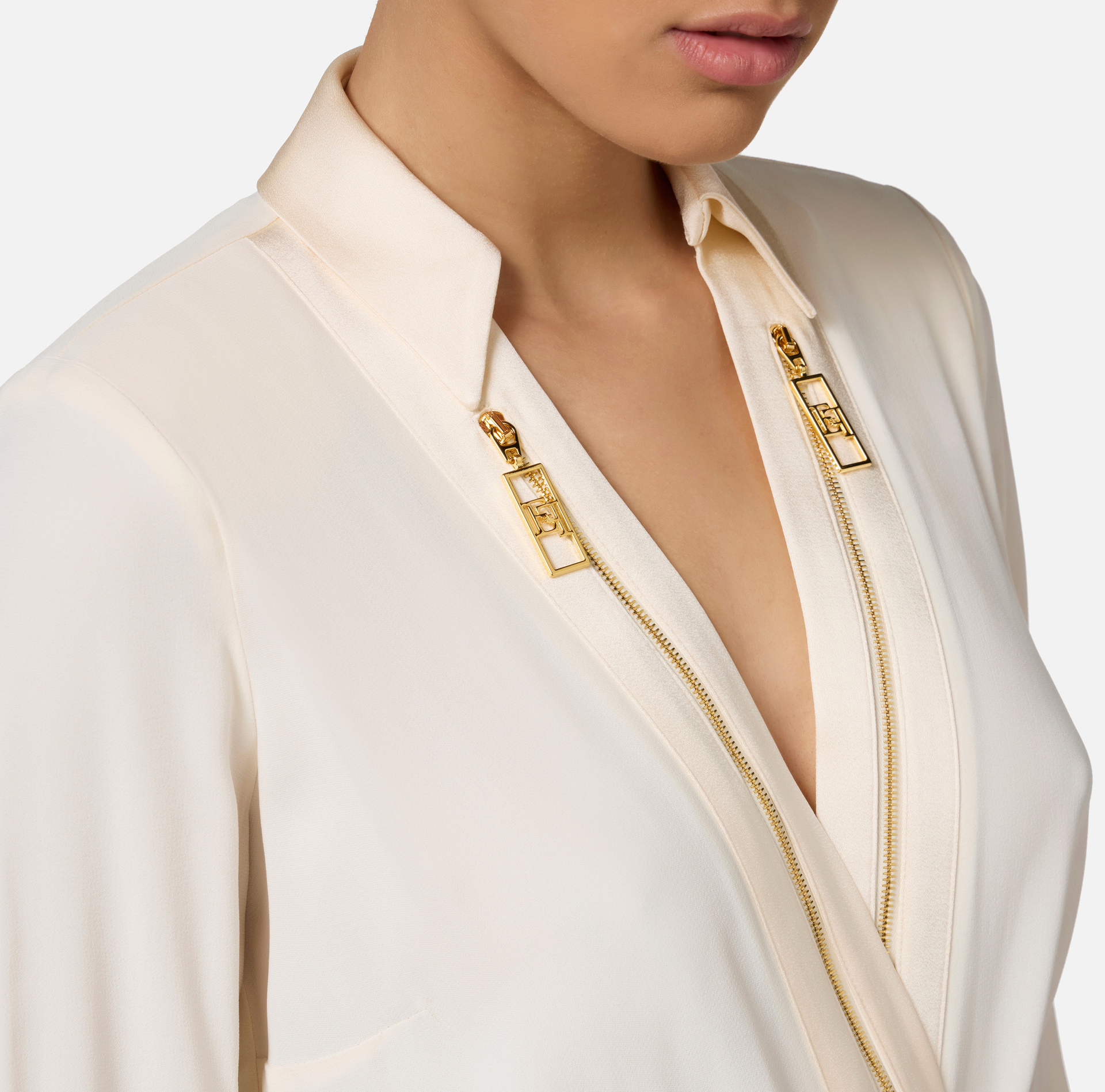 Camicia body in georgette e raso con zip - Elisabetta Franchi