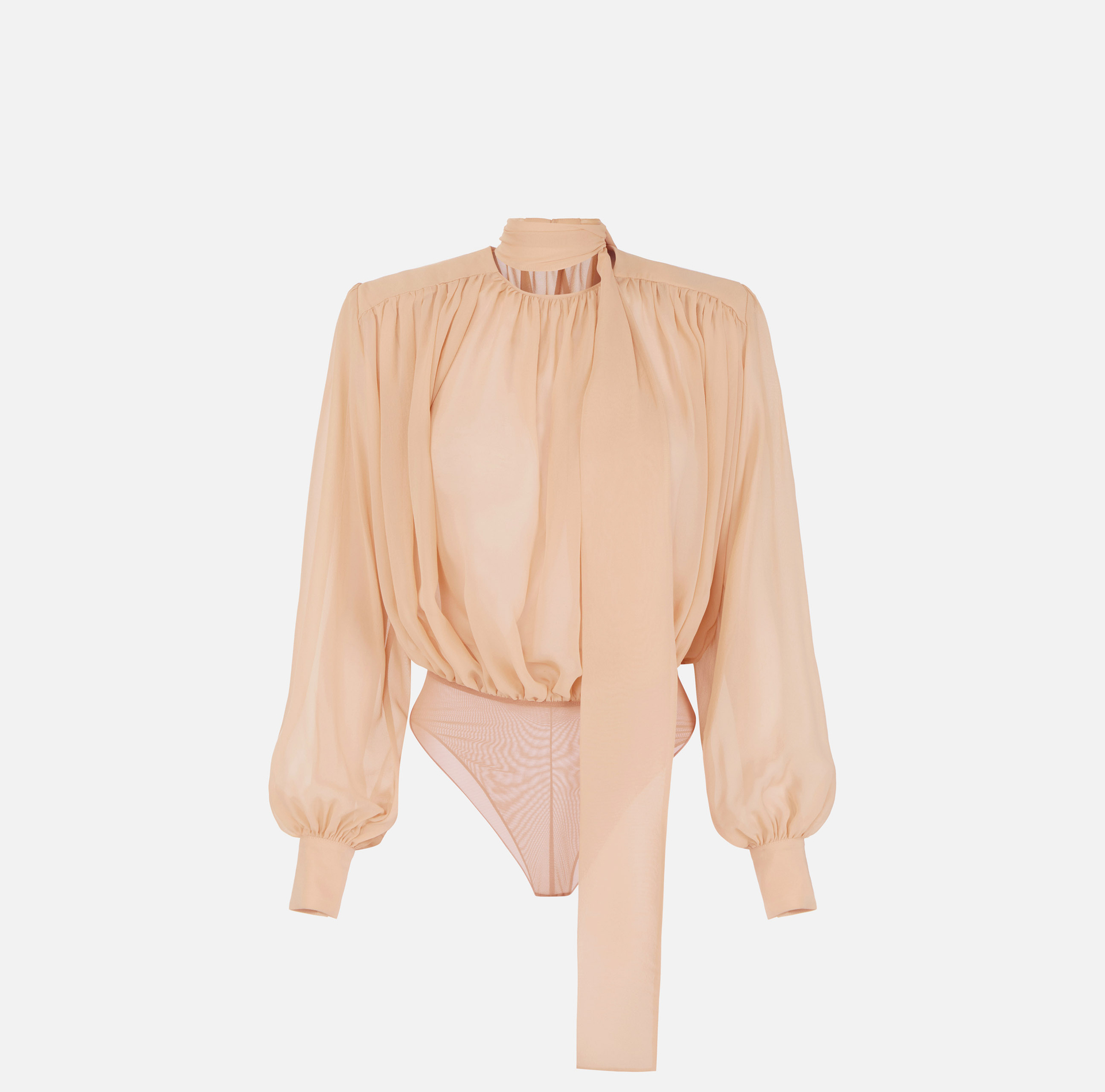 Bodysuit in silk georgette fabric with sash - Elisabetta Franchi