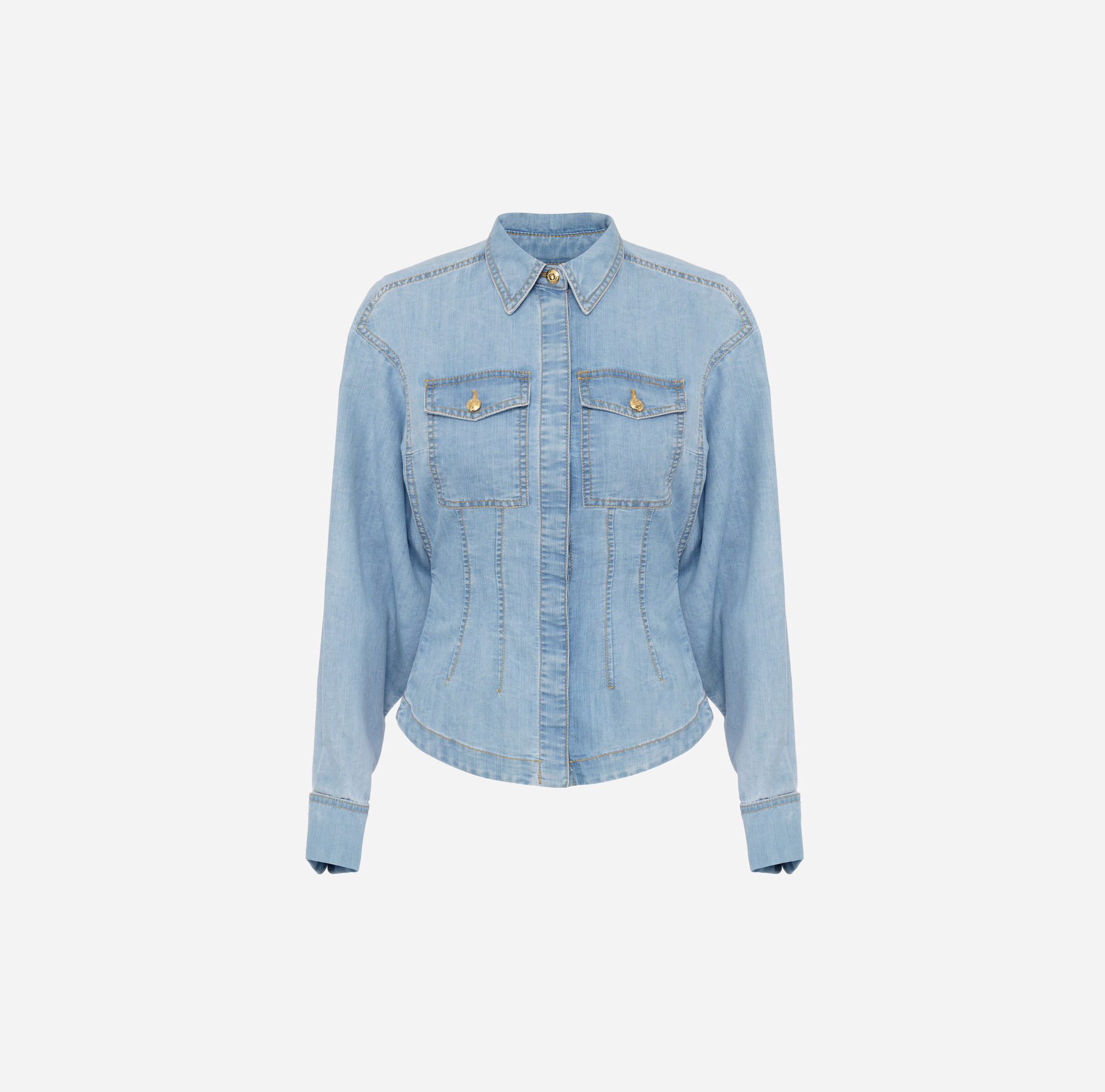 Denim shirt with peplum - ABBIGLIAMENTO - Elisabetta Franchi