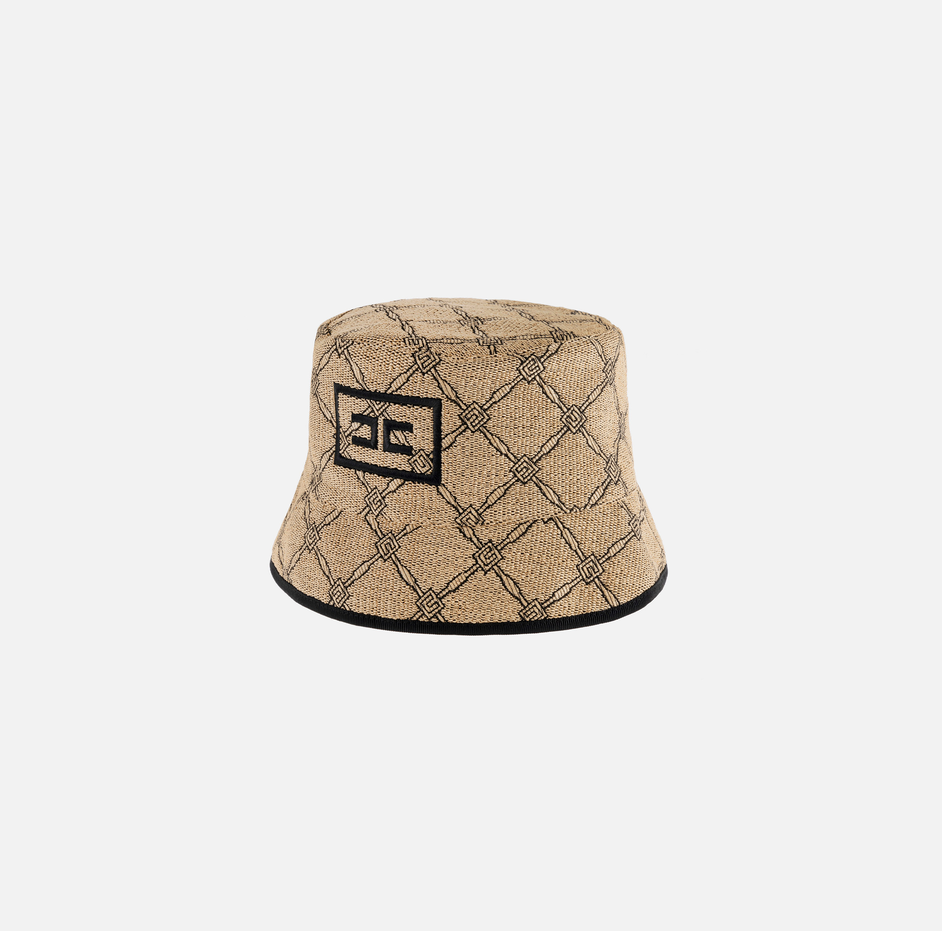 Cappello bucket in rafia con losanga - Elisabetta Franchi