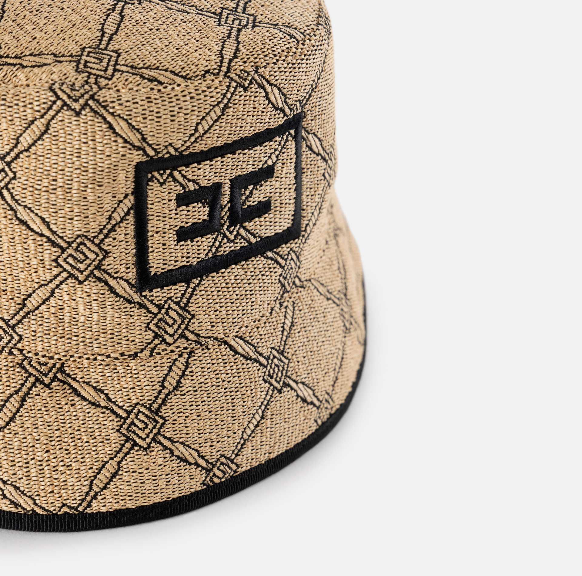 Cappello bucket in rafia con losanga - Elisabetta Franchi