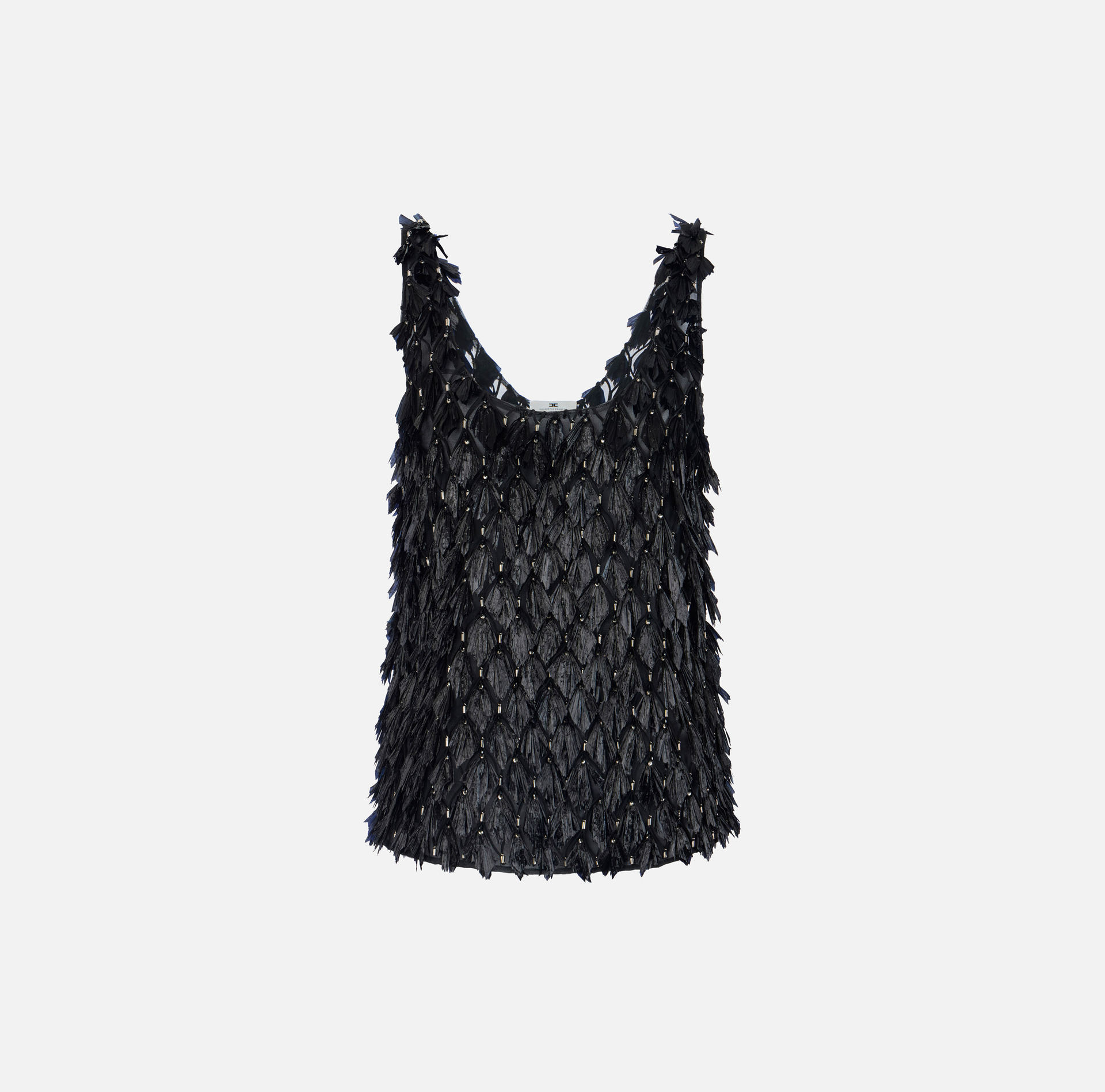 Top in tulle con ricami 3D
