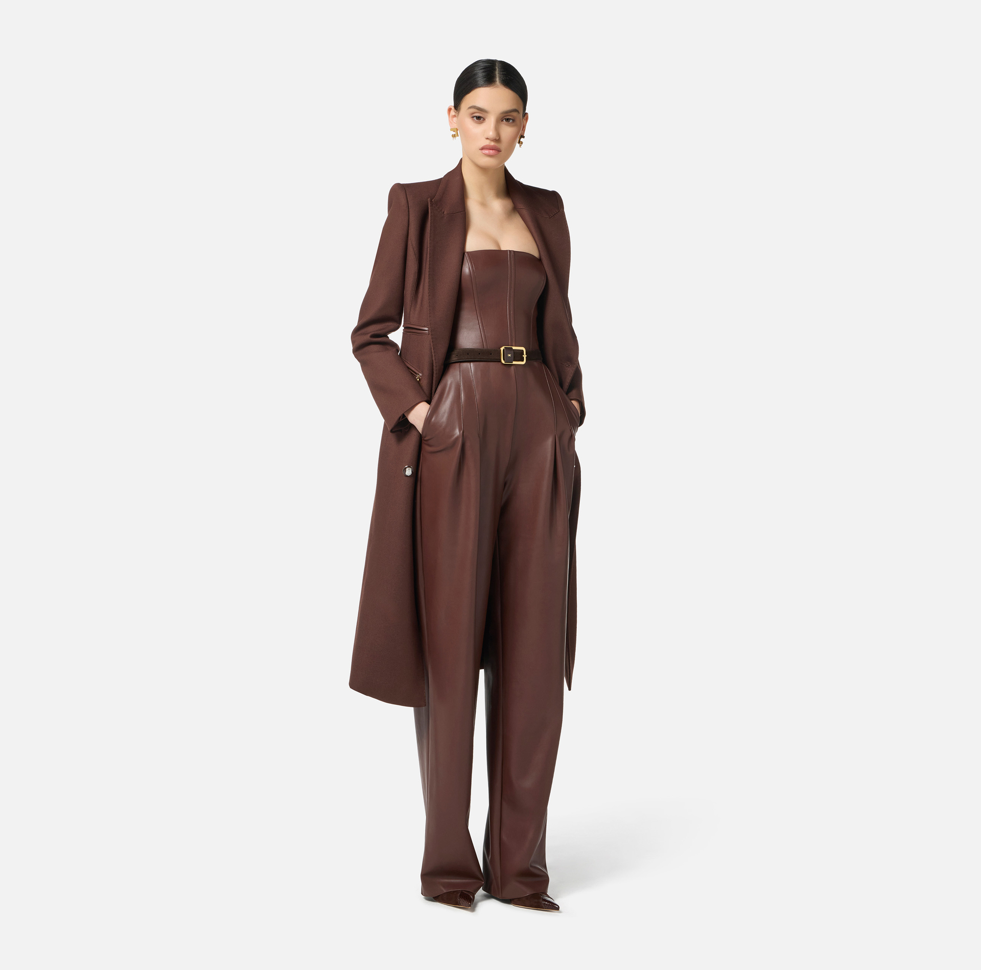 Coat in double layer crêpe fabric - Elisabetta Franchi
