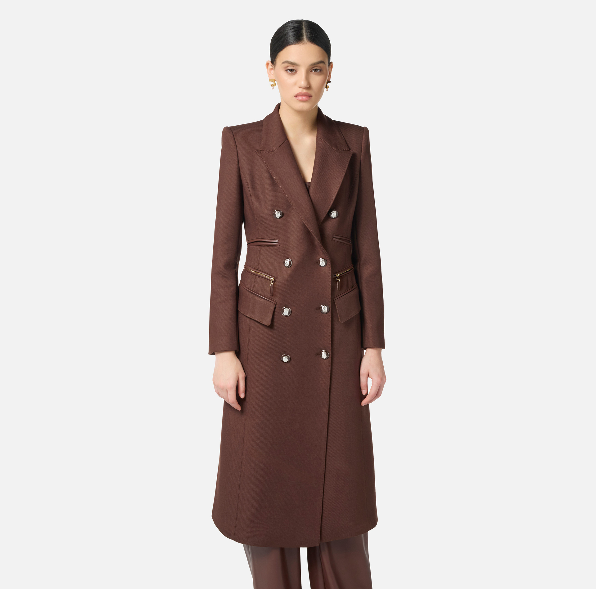 Coat in double layer crêpe fabric - Elisabetta Franchi