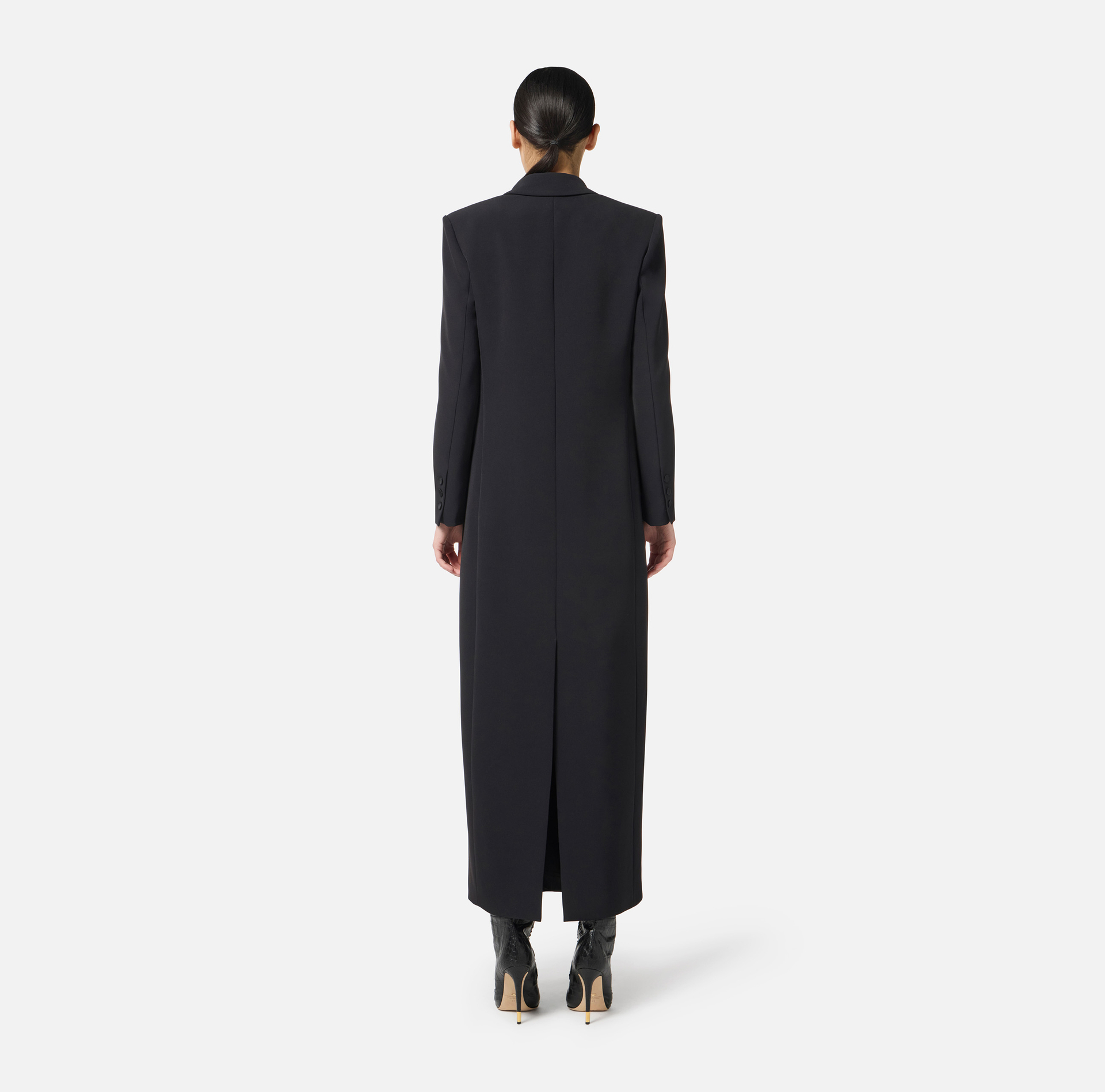 Lightweight crêpe coat with satin details - Elisabetta Franchi