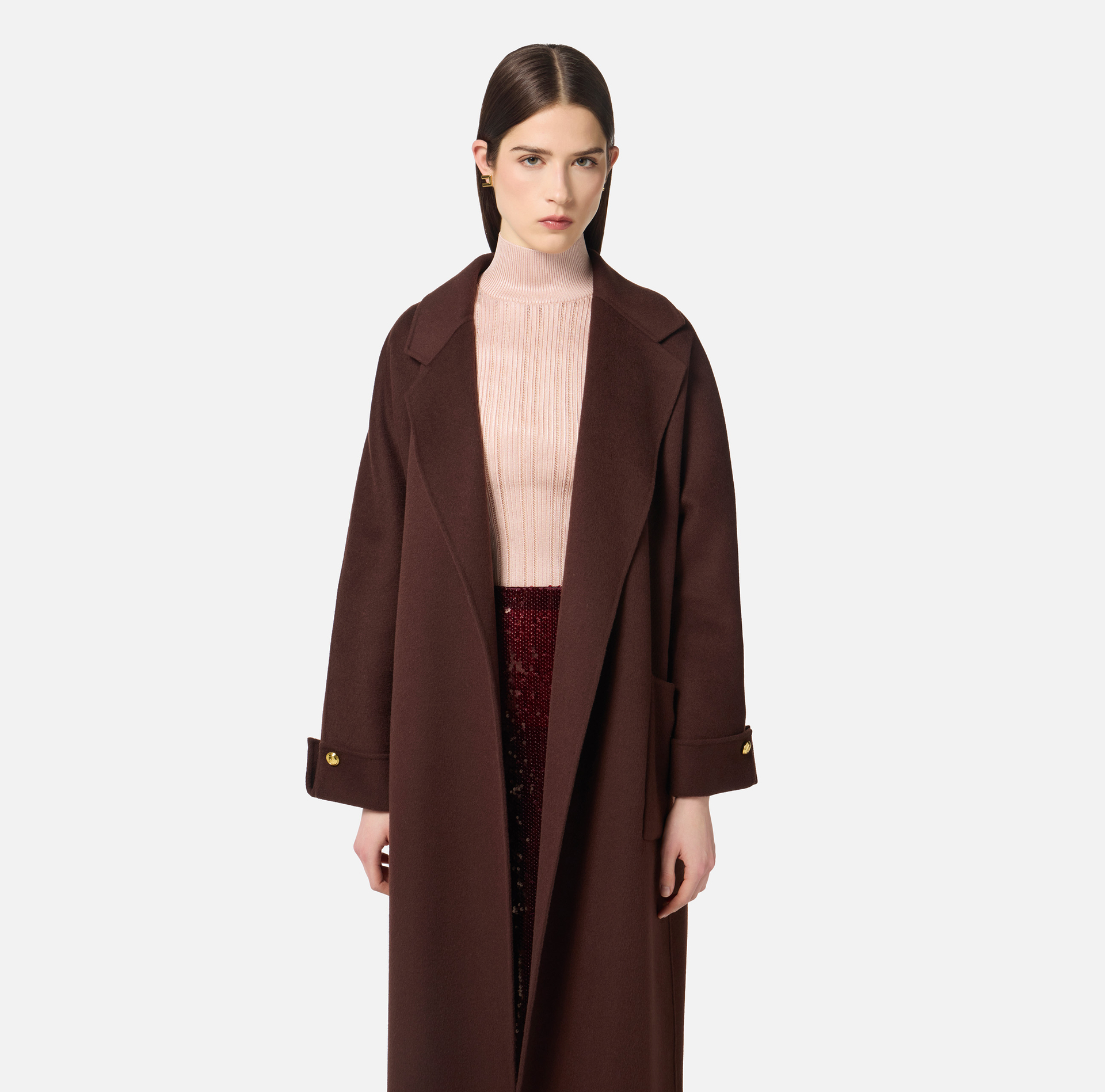Coat in double wool blend cloth - Elisabetta Franchi