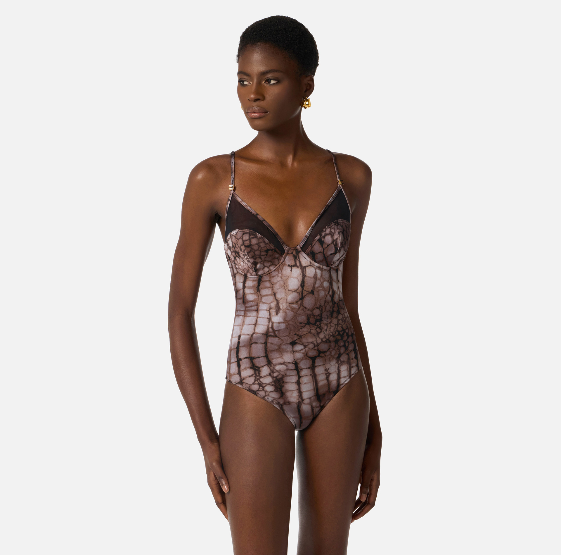 Traje de baño de una pieza con estampado de cocodrilo - Elisabetta Franchi