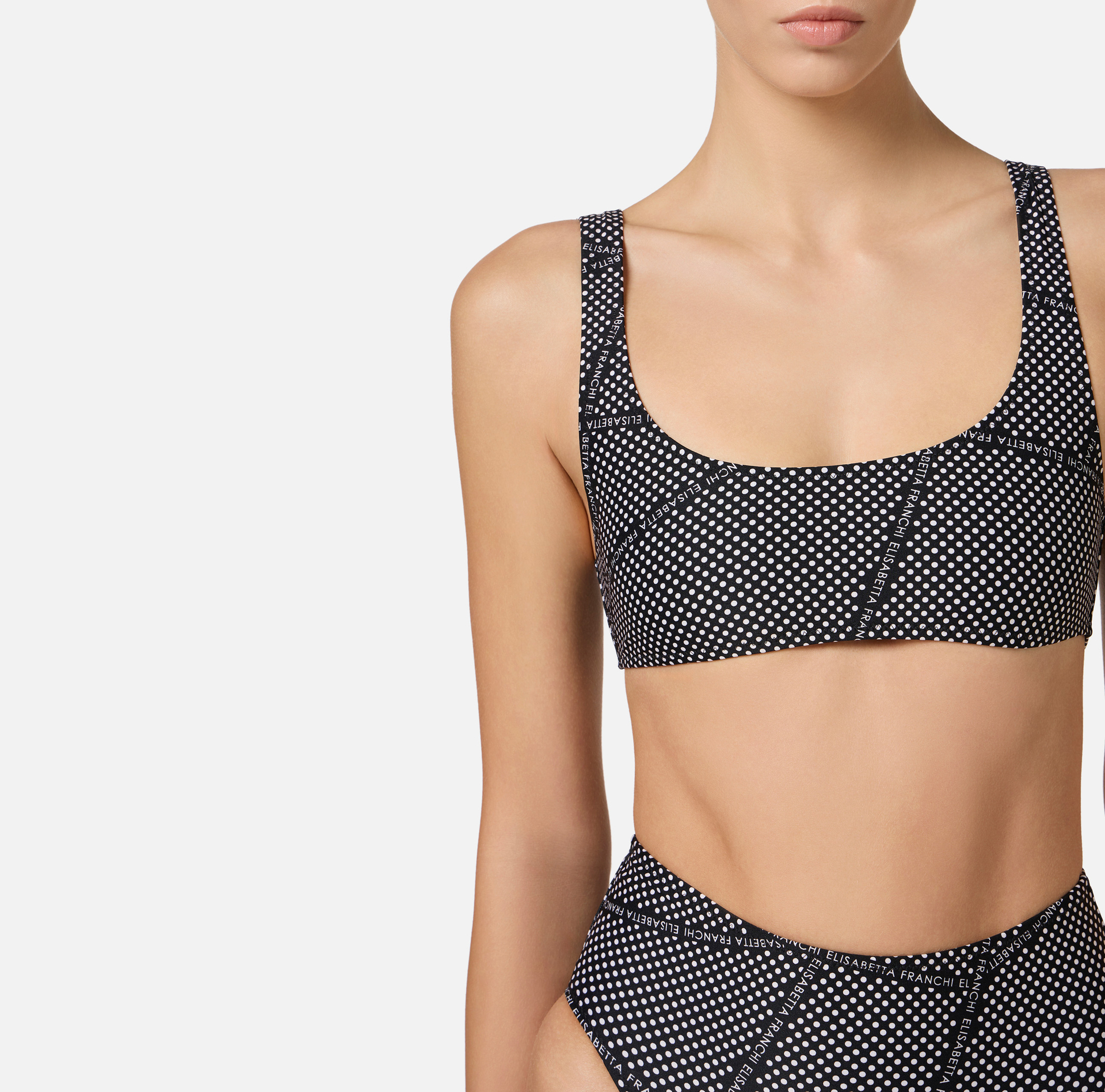 Costume due pezzi con stampa pois e nastri - Elisabetta Franchi