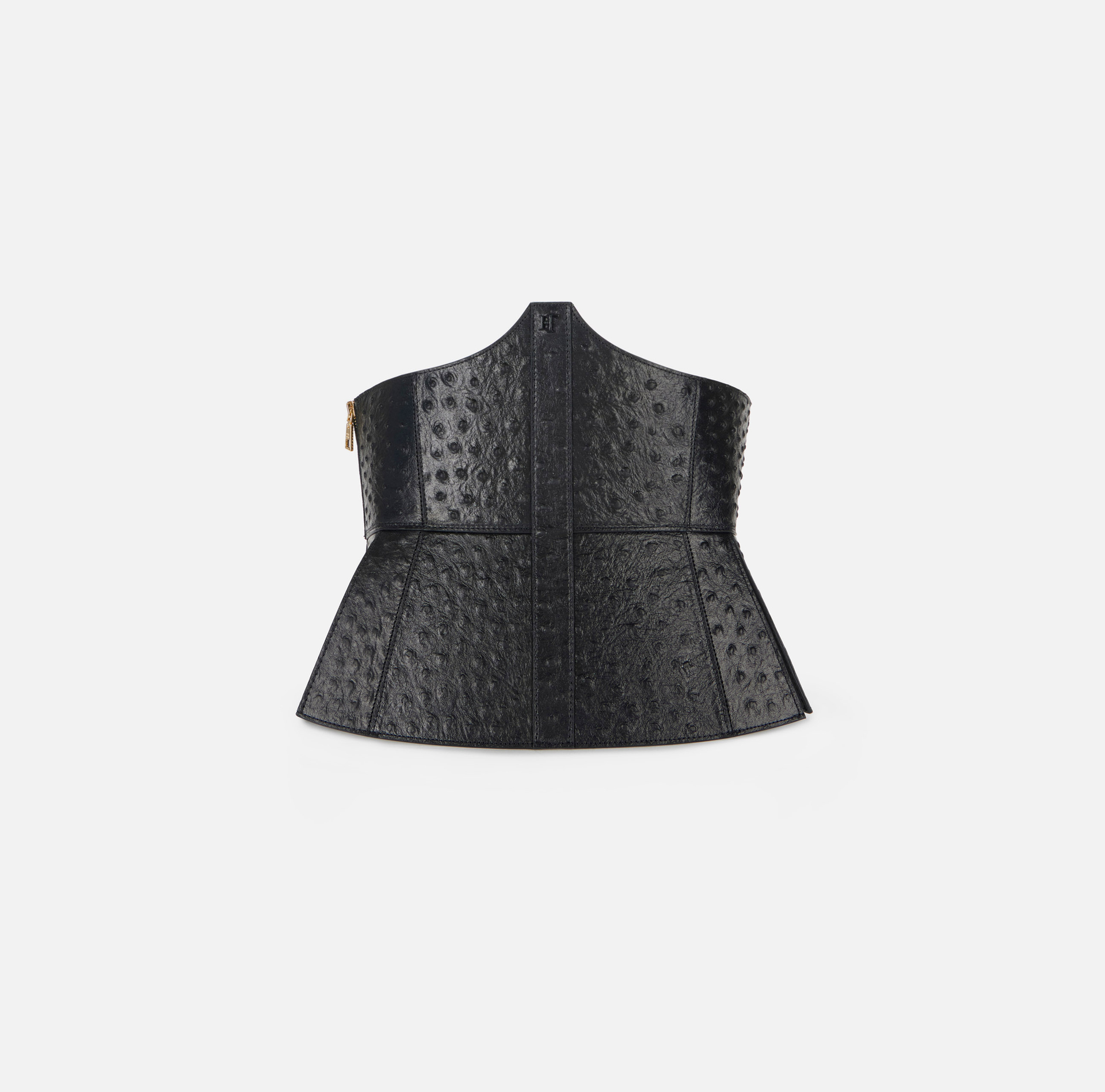 Cintura bustier in pelle effetto struzzo