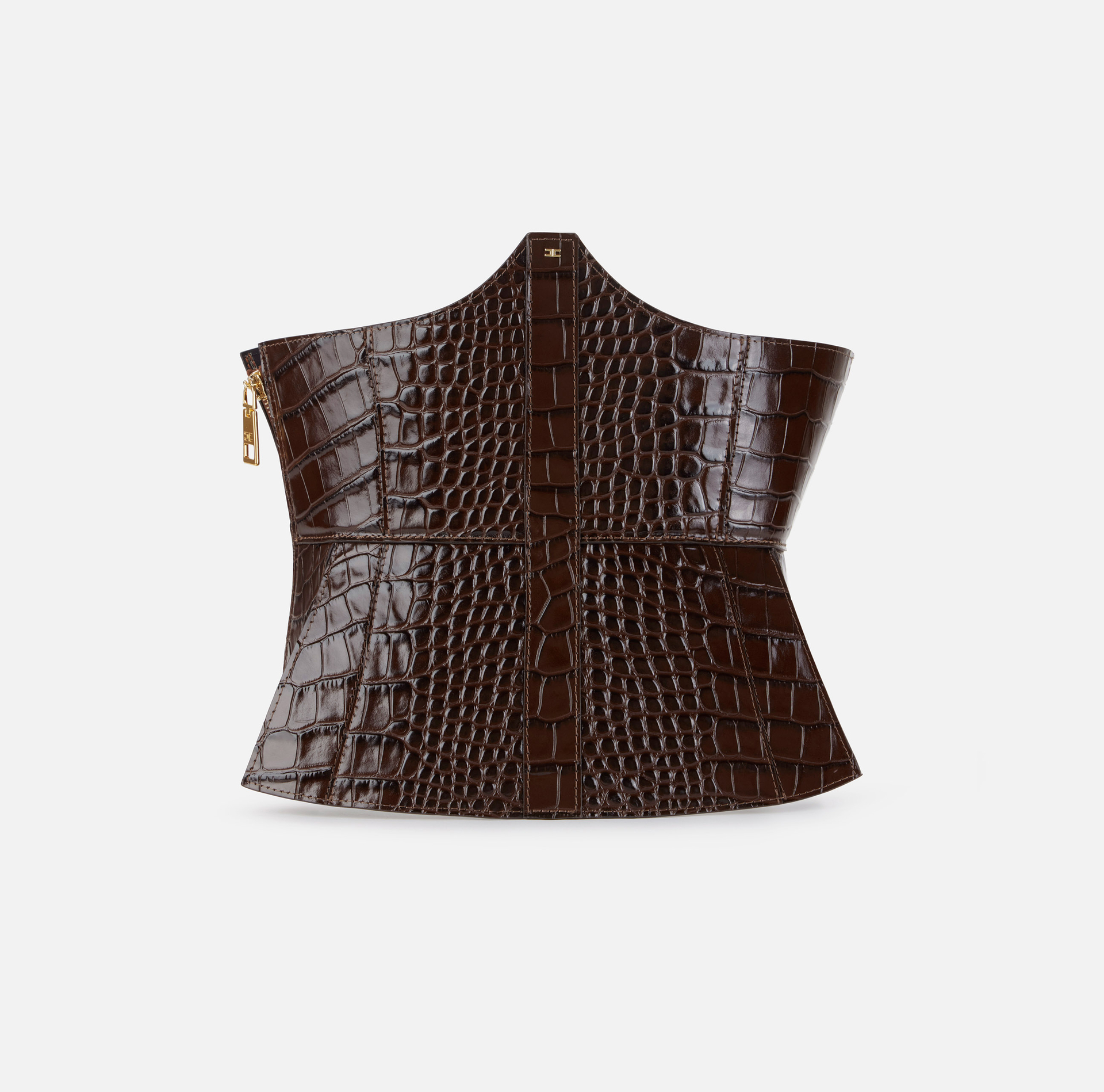 Cinturón tipo corsé de piel con estampado de cocodrilo - Elisabetta Franchi