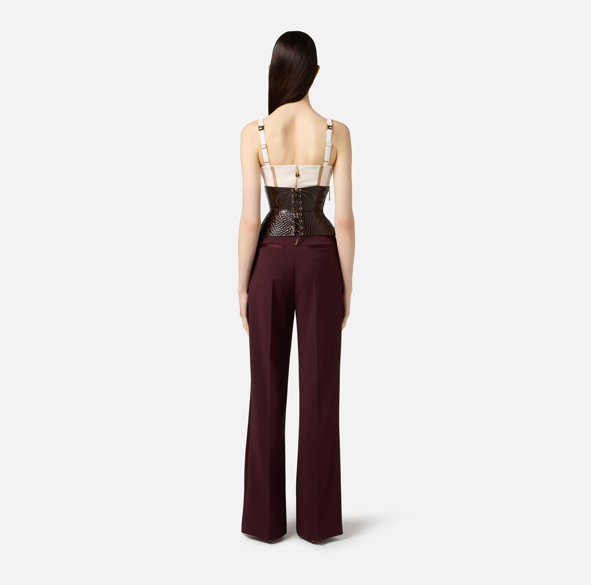 Cinturón tipo corsé de piel con estampado de cocodrilo - Elisabetta Franchi