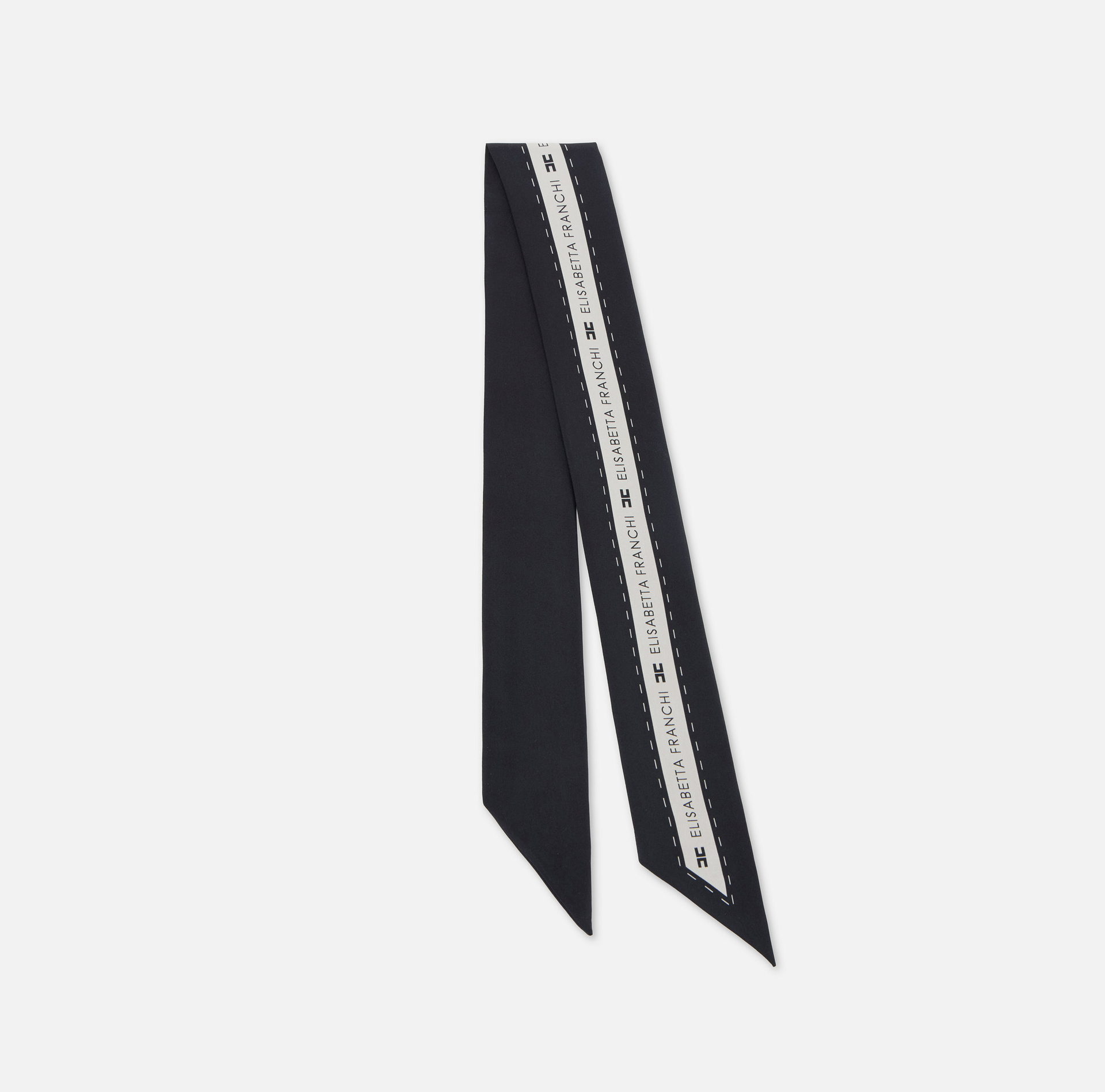Apaszka z jedwabnego twillu z nadrukiem z logo - Elisabetta Franchi