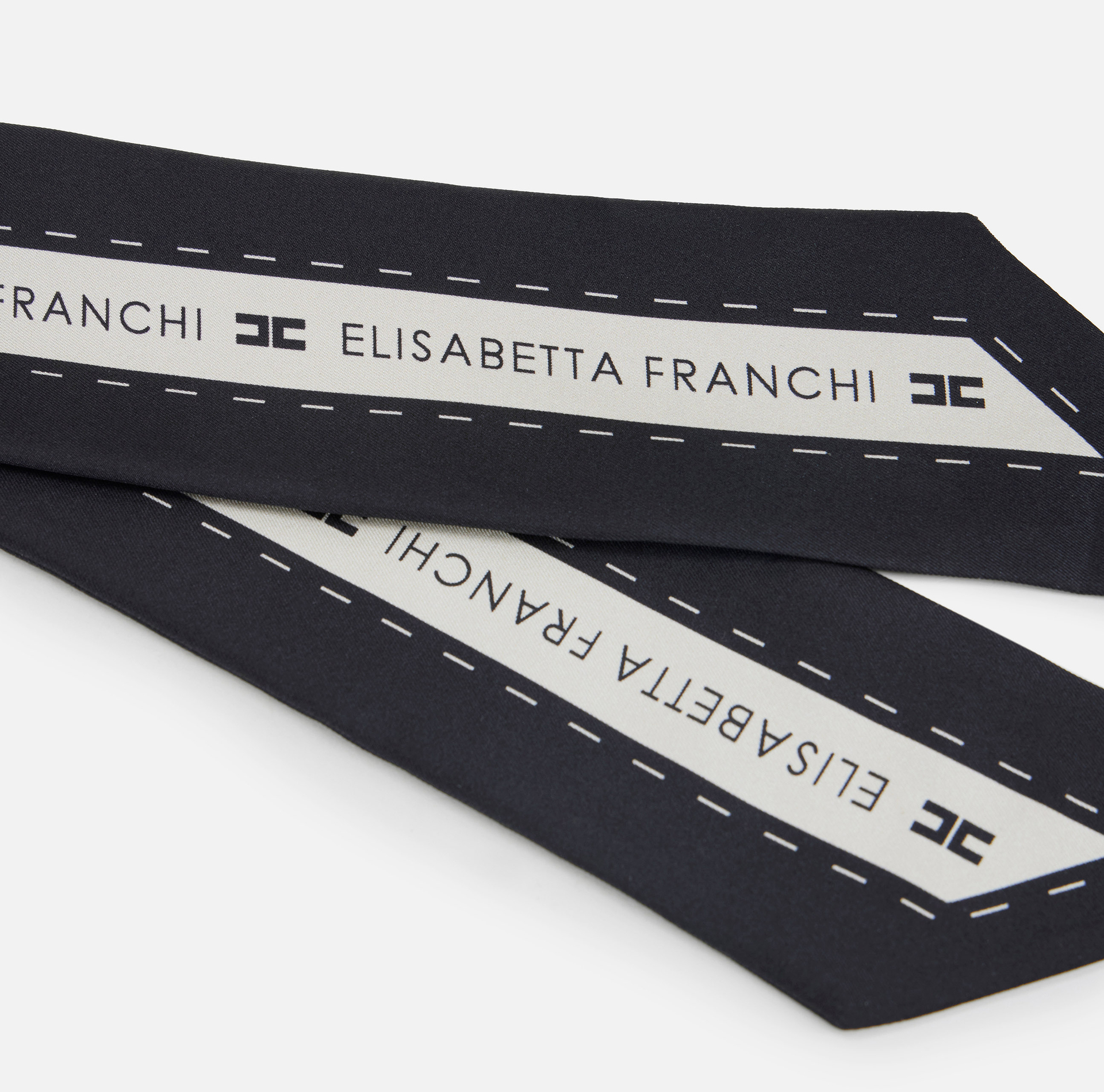 Apaszka z jedwabnego twillu z nadrukiem z logo - Elisabetta Franchi