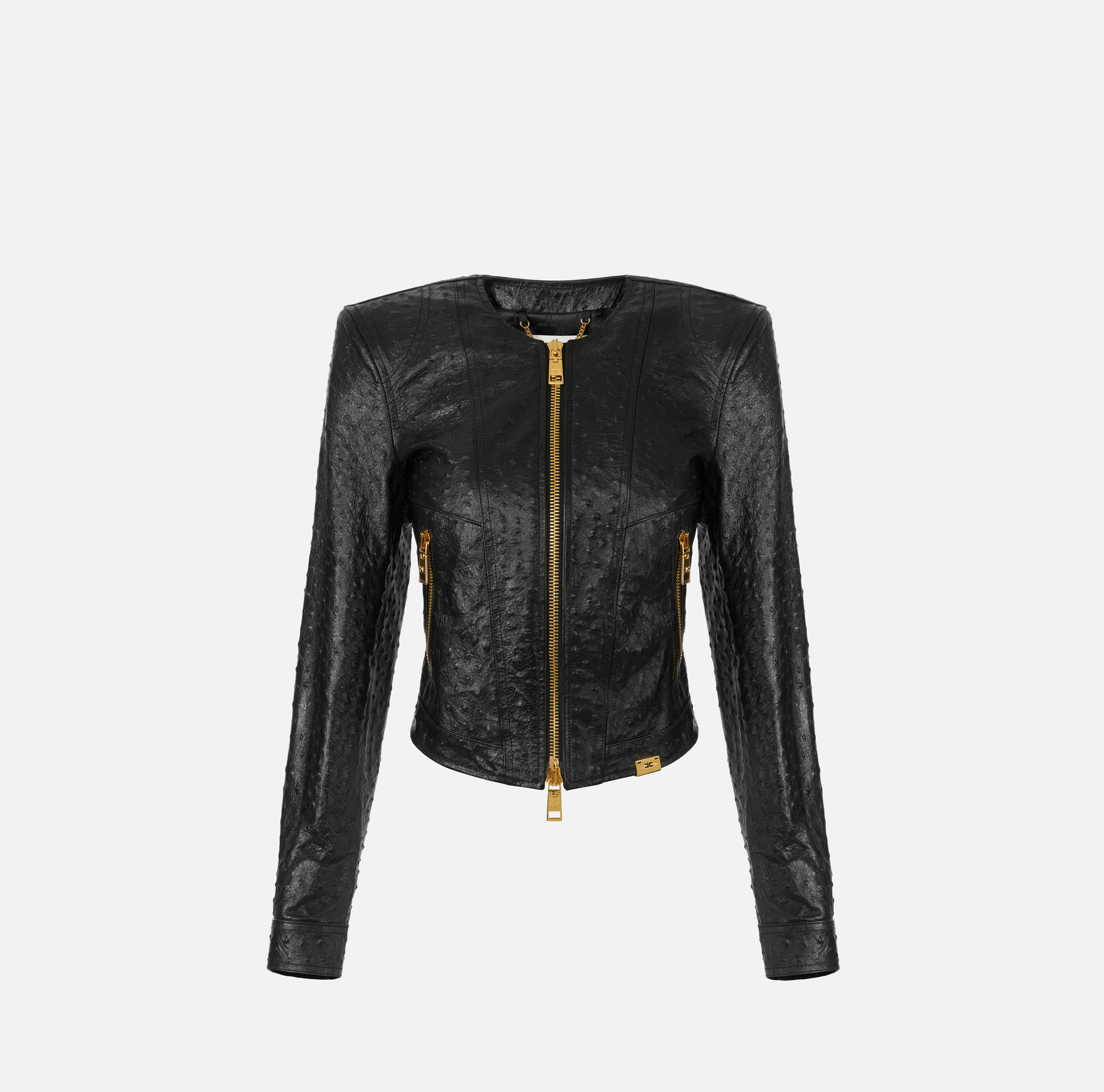 Giacca in pelle con texture struzzo