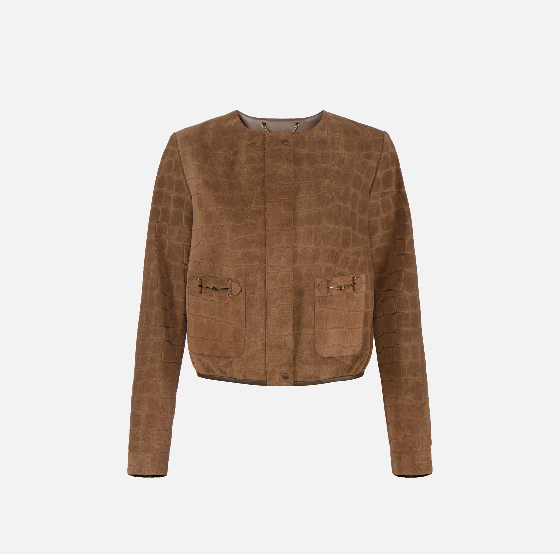 Jacke aus Veloursleder mit Alligator-Print - Elisabetta Franchi