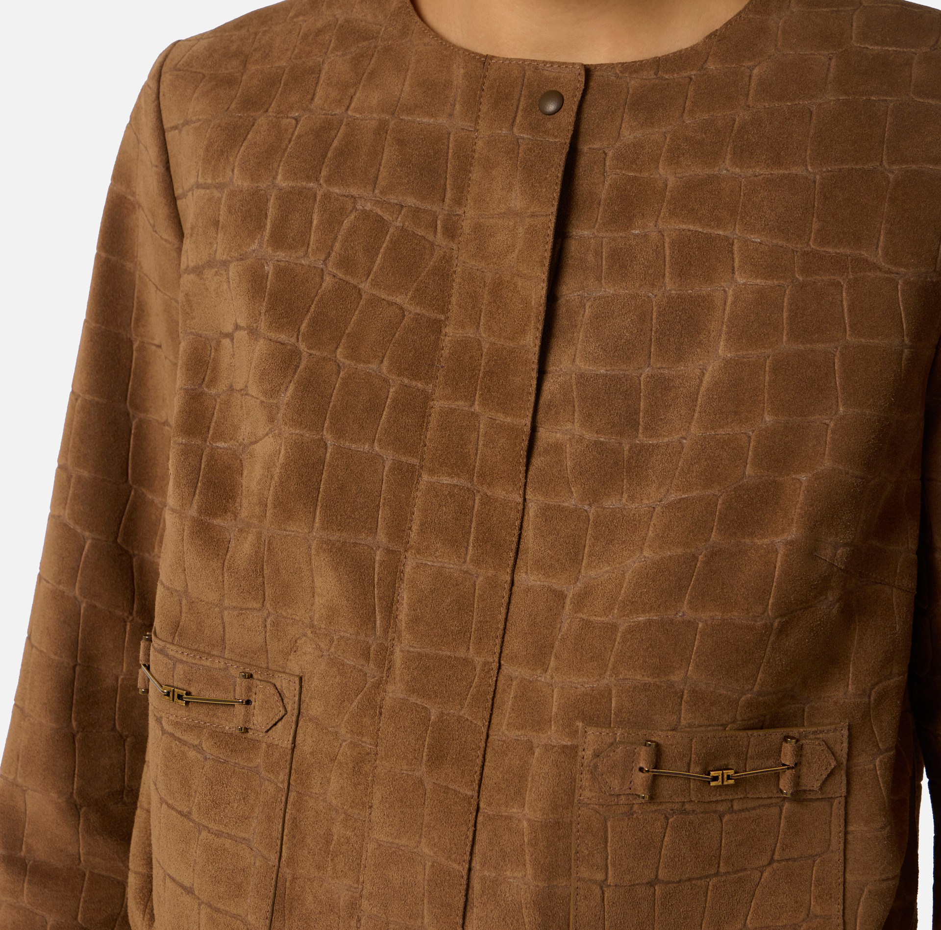 Jacke aus Veloursleder mit Alligator-Print - Elisabetta Franchi