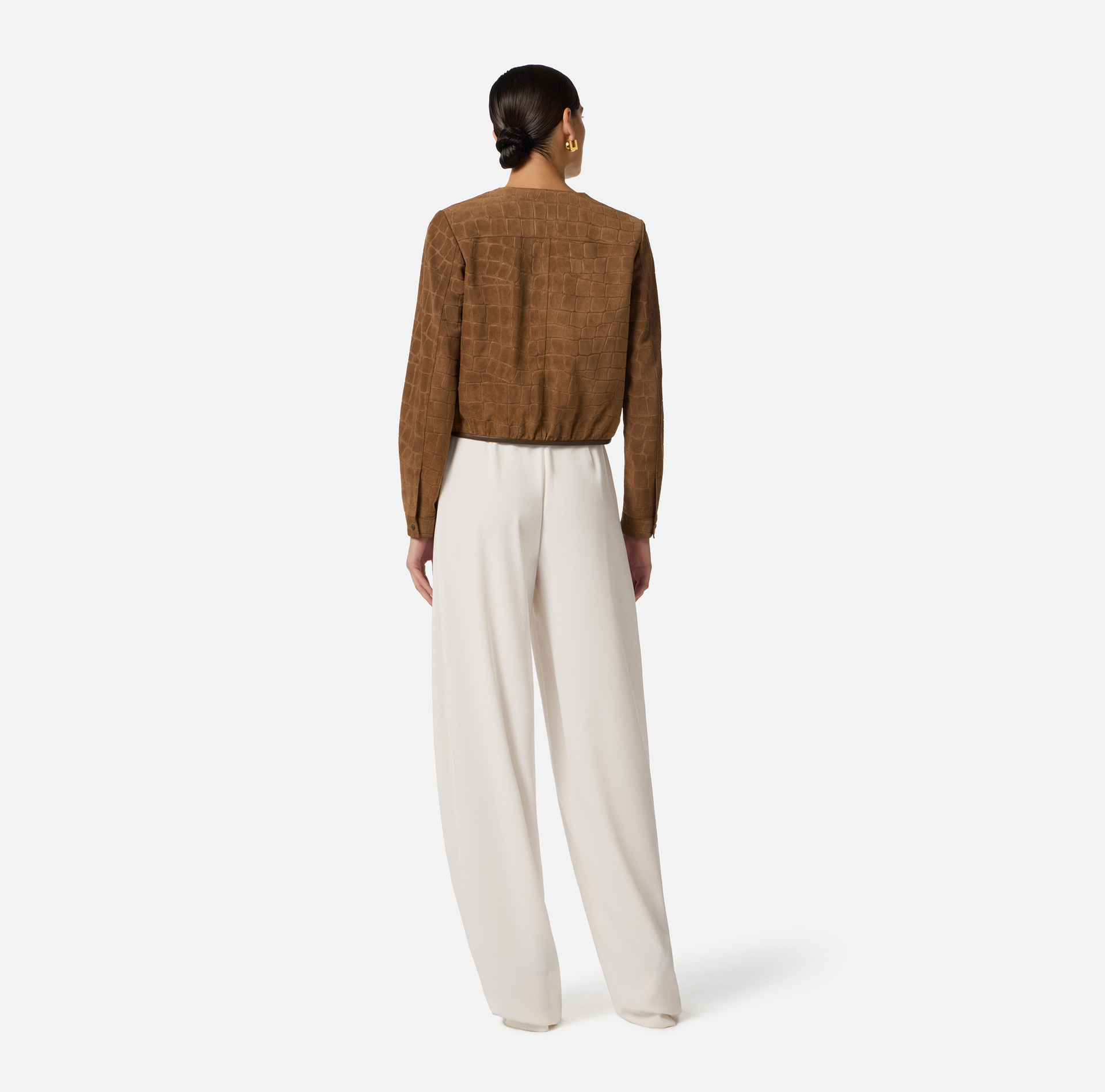 Jacke aus Veloursleder mit Alligator-Print - Elisabetta Franchi