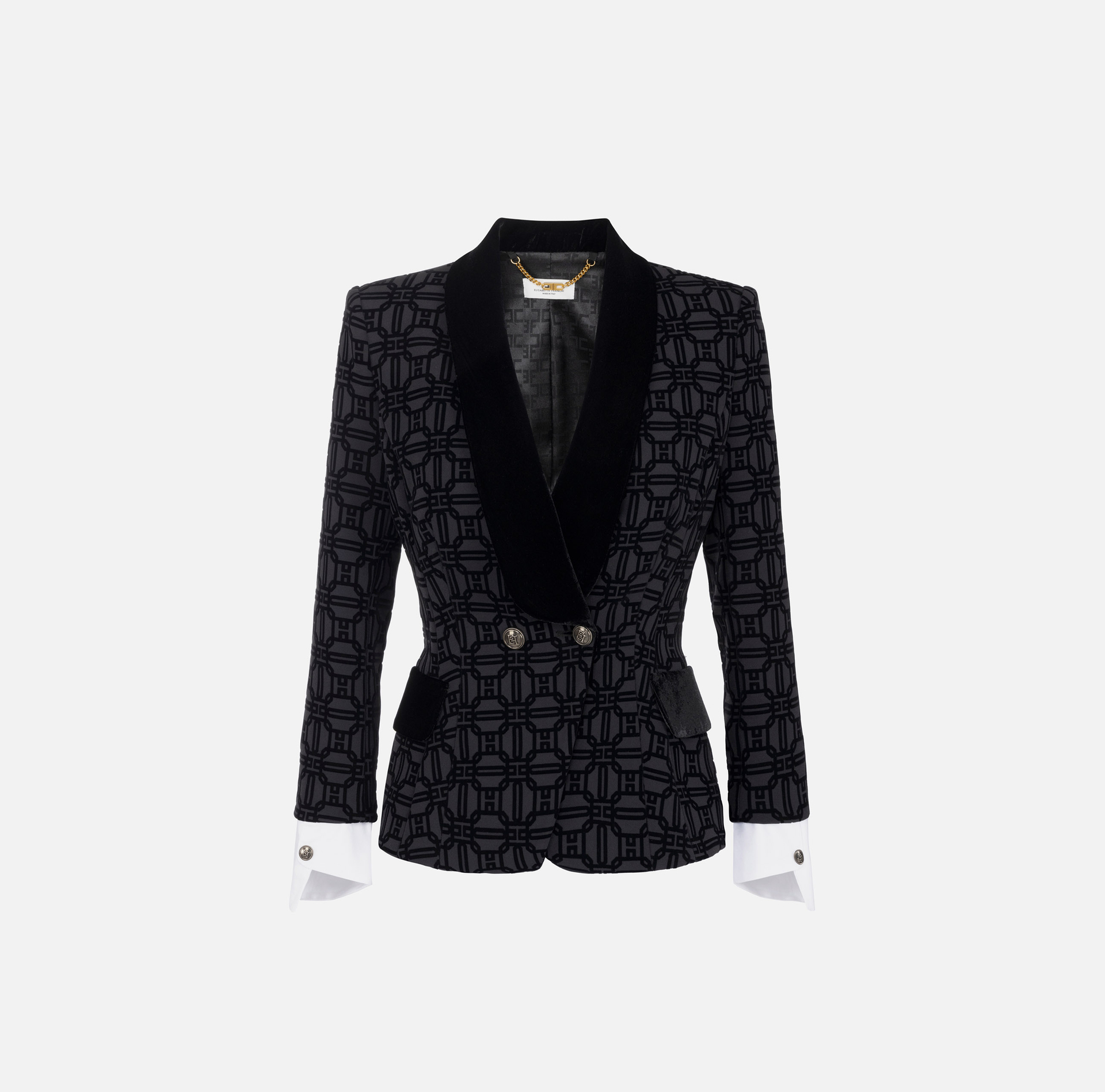 Veste à double boutonnage en crêpe floqué - ABBIGLIAMENTO - Elisabetta Franchi